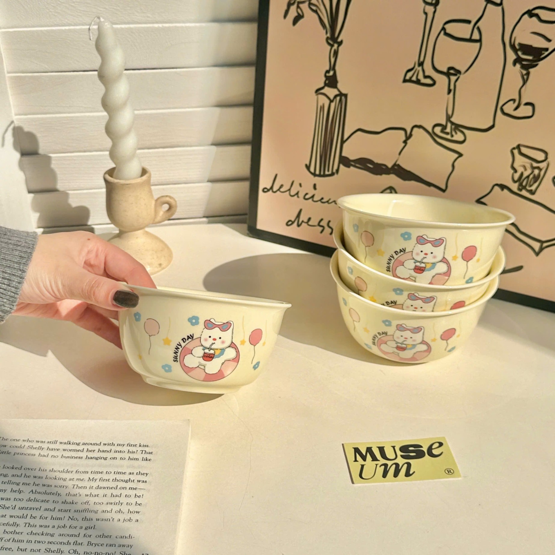 [40] Set 2 chén sứ Mèo Vàng