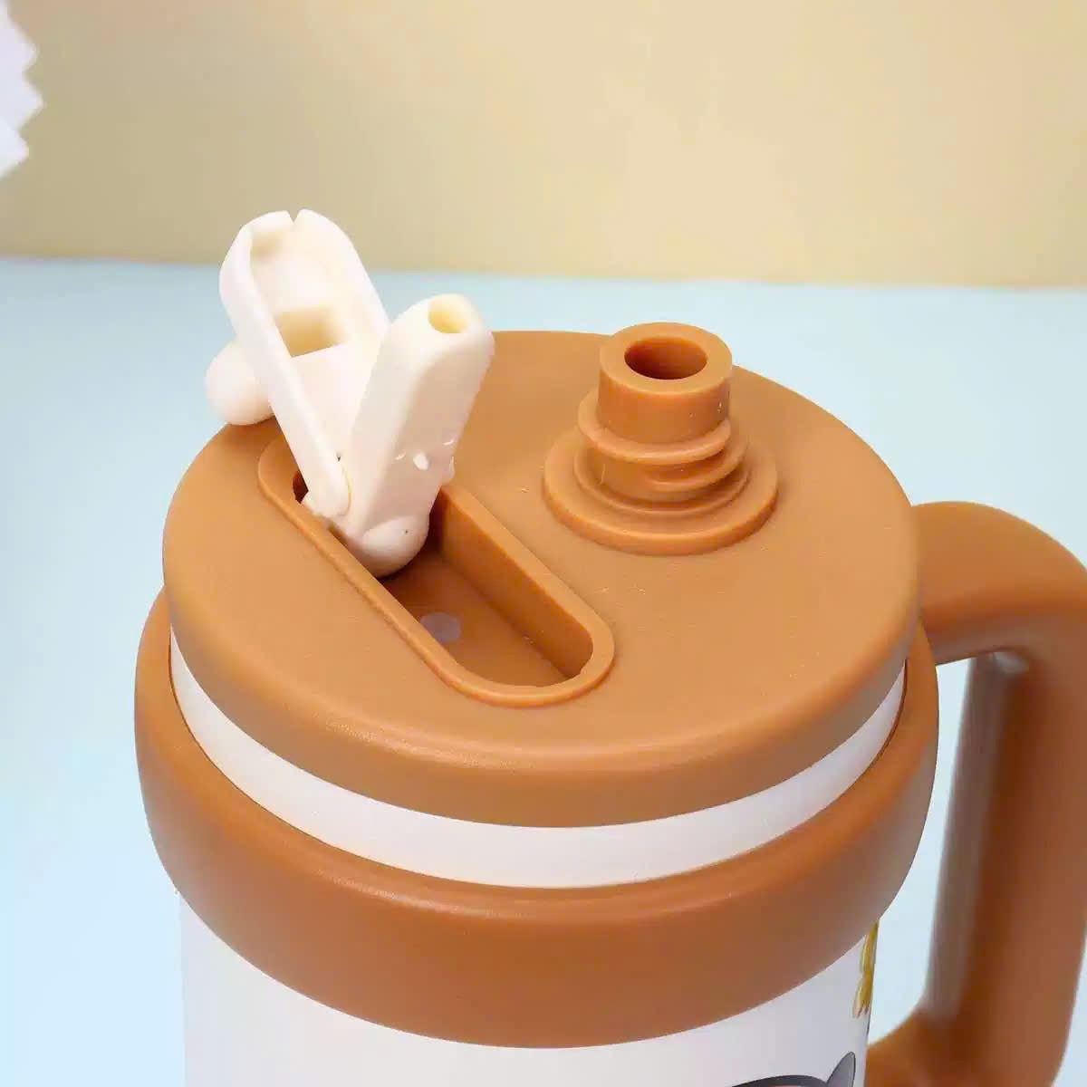 [40] Ly Giữ Nhiệt Có Tay Cầm Hình Thú Happy Day 1000ml