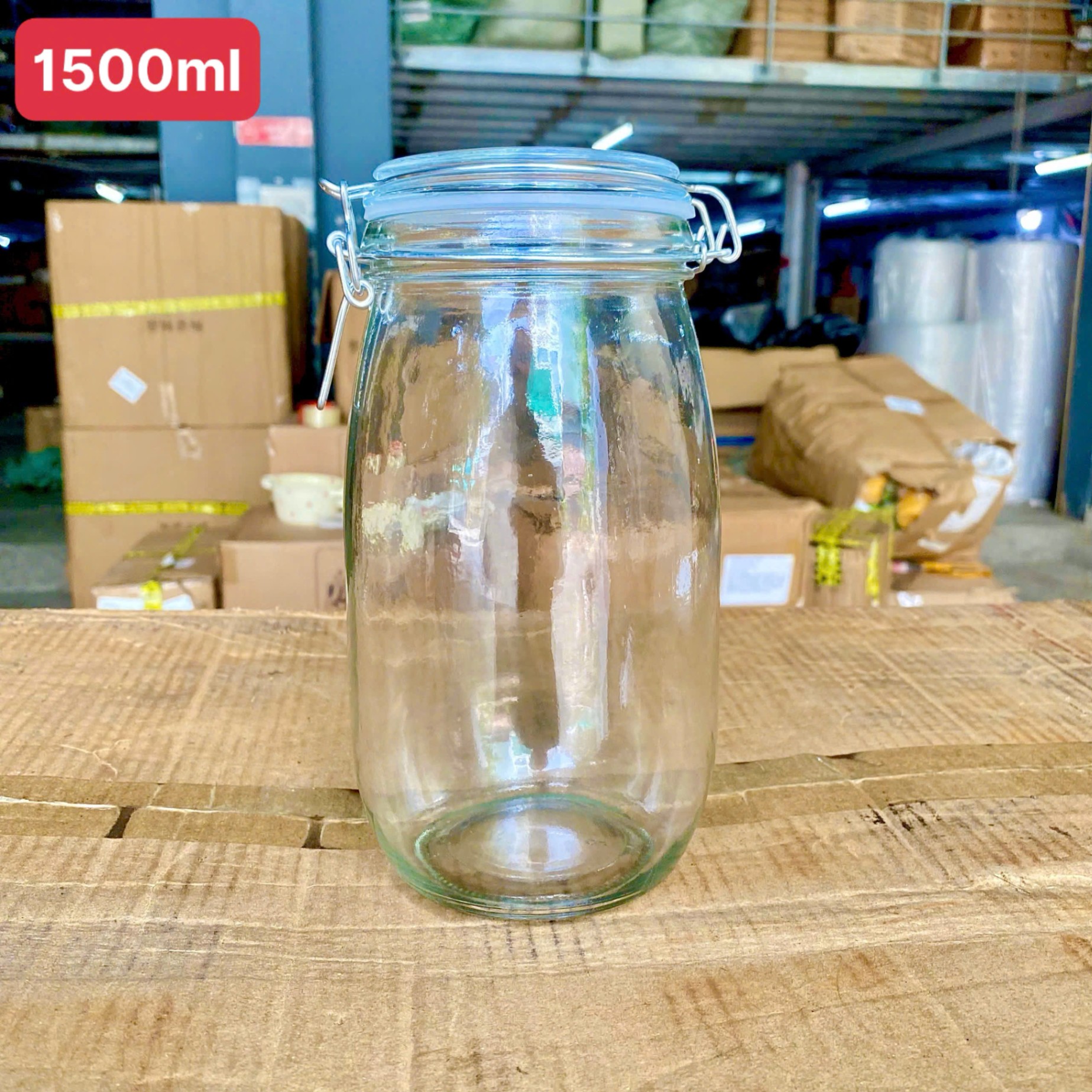 [24] Hũ Thuỷ Tinh Tròn Nắp Cài 1500ml