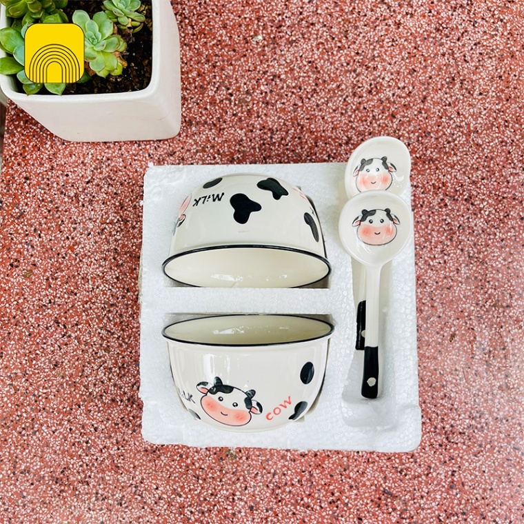 [40] Set 2 Chén Sứ Bò Sữa