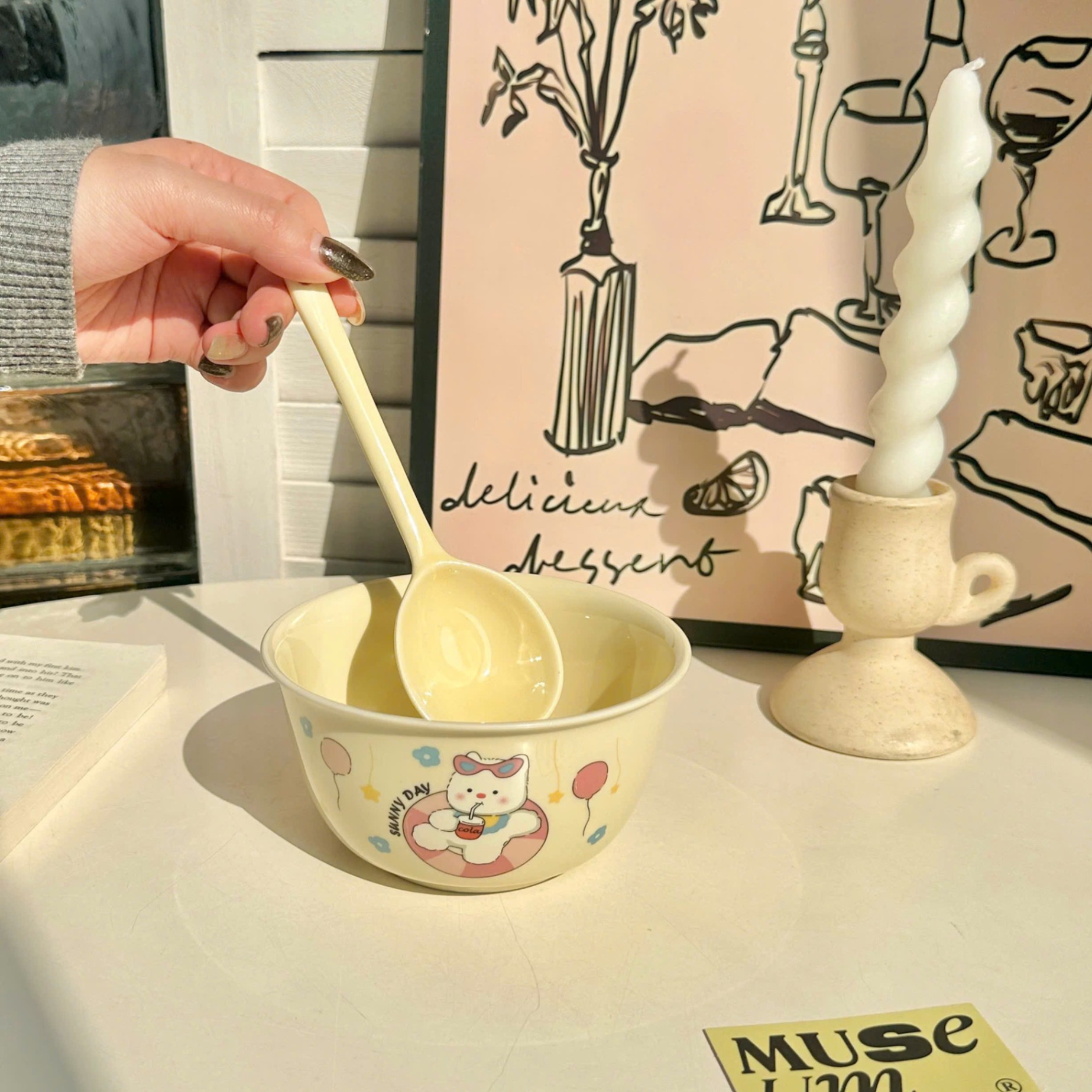 [40] Set 2 chén sứ Mèo Vàng