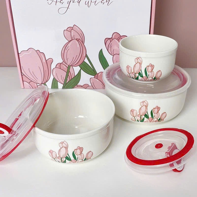 [20] Set 3 Chén Sứ Hoa Tulip