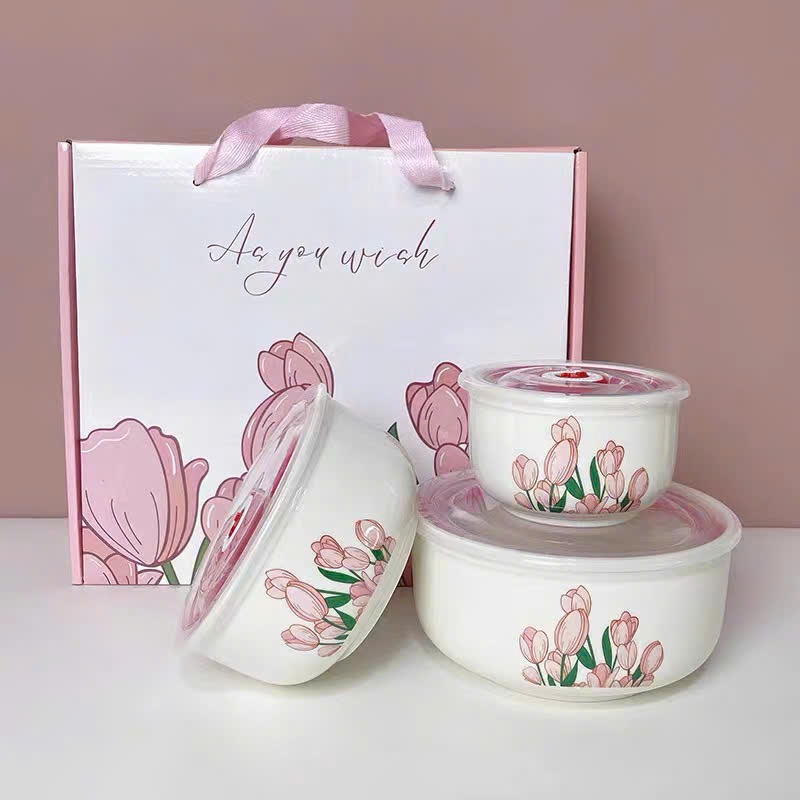 [20] Set 3 Chén Sứ Hoa Tulip