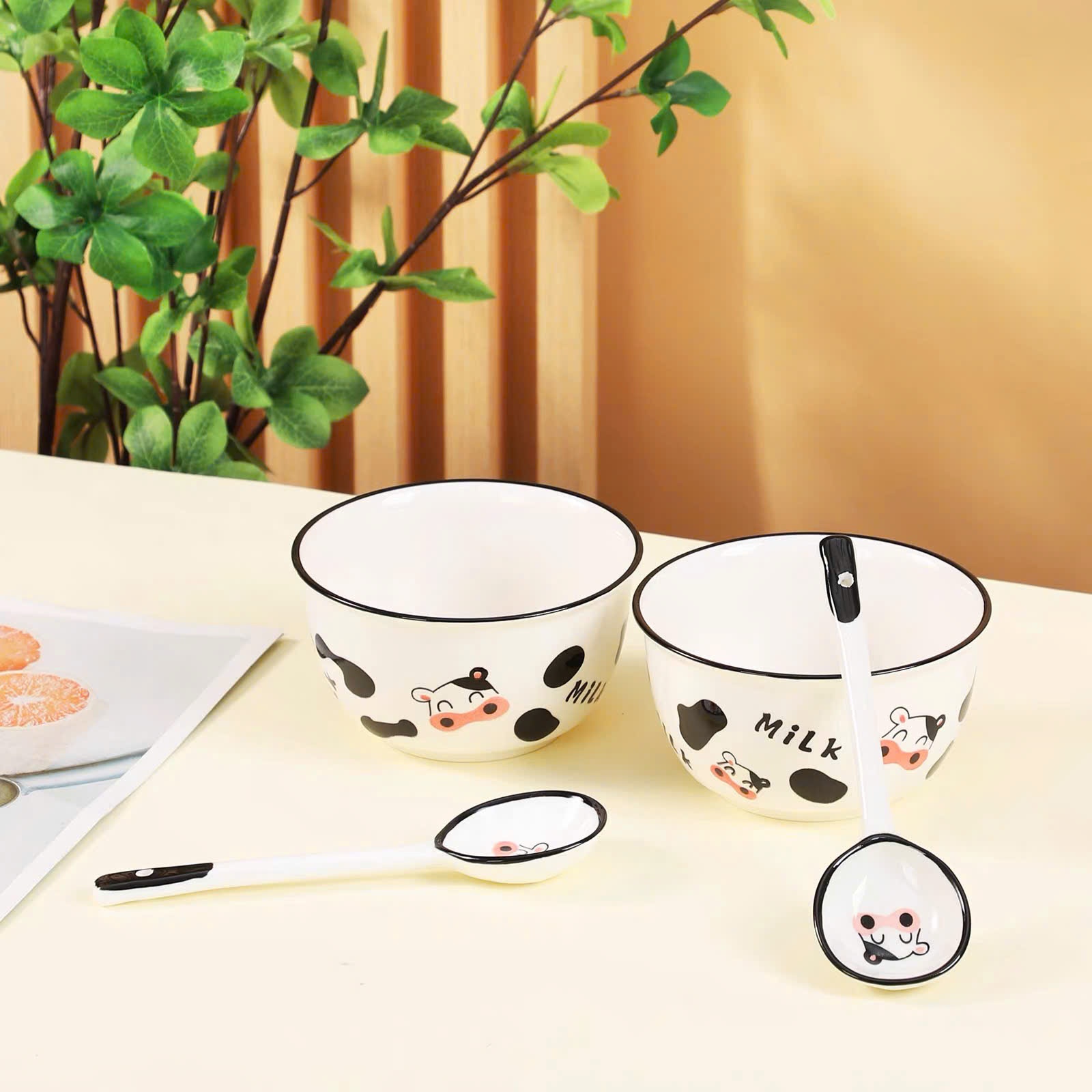 [40] Set 2 Chén Sứ Bò Sữa