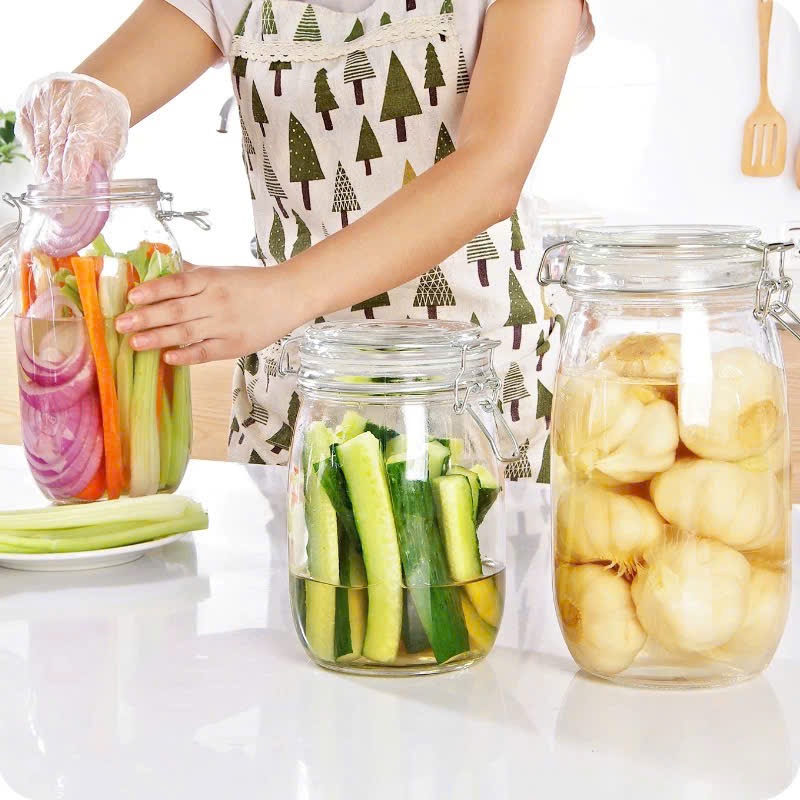 [24] Hũ Thuỷ Tinh Tròn Nắp Cài 1500ml