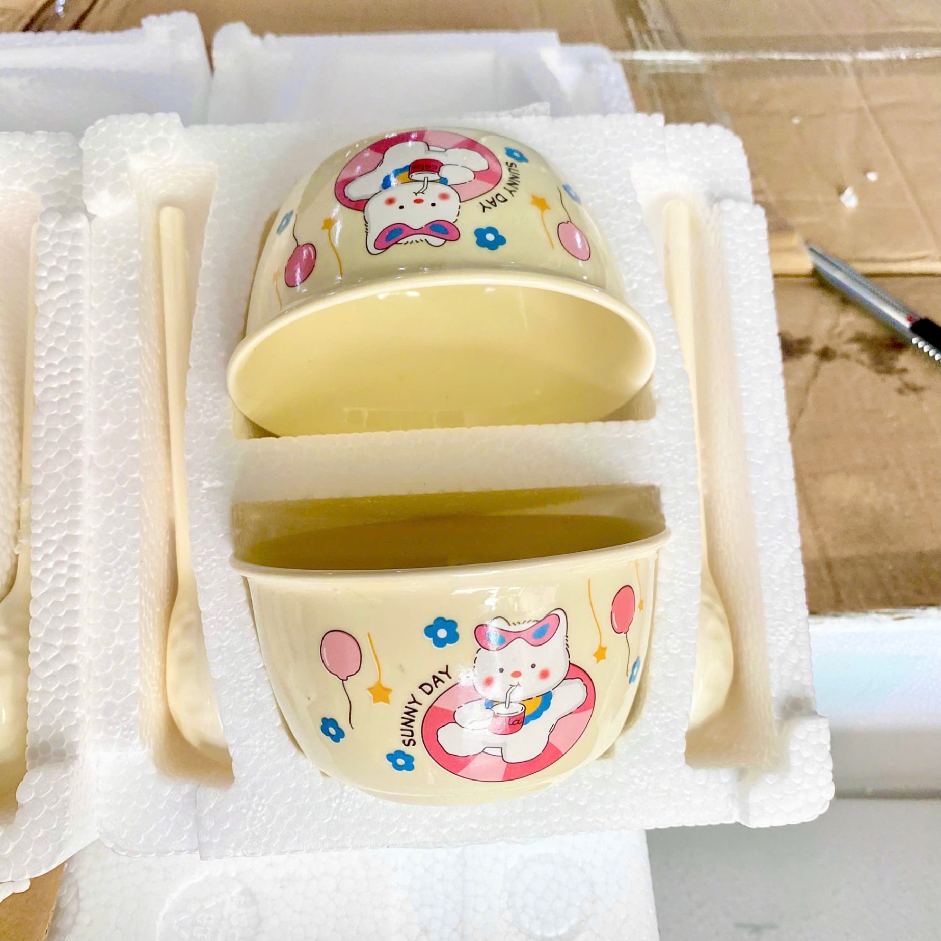 [40] Set 2 chén sứ Mèo Vàng