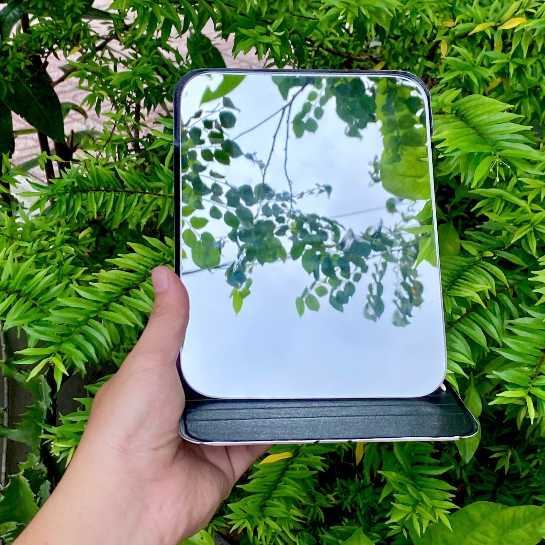 [120] Gương gấp gọn bọc da 20.5cm