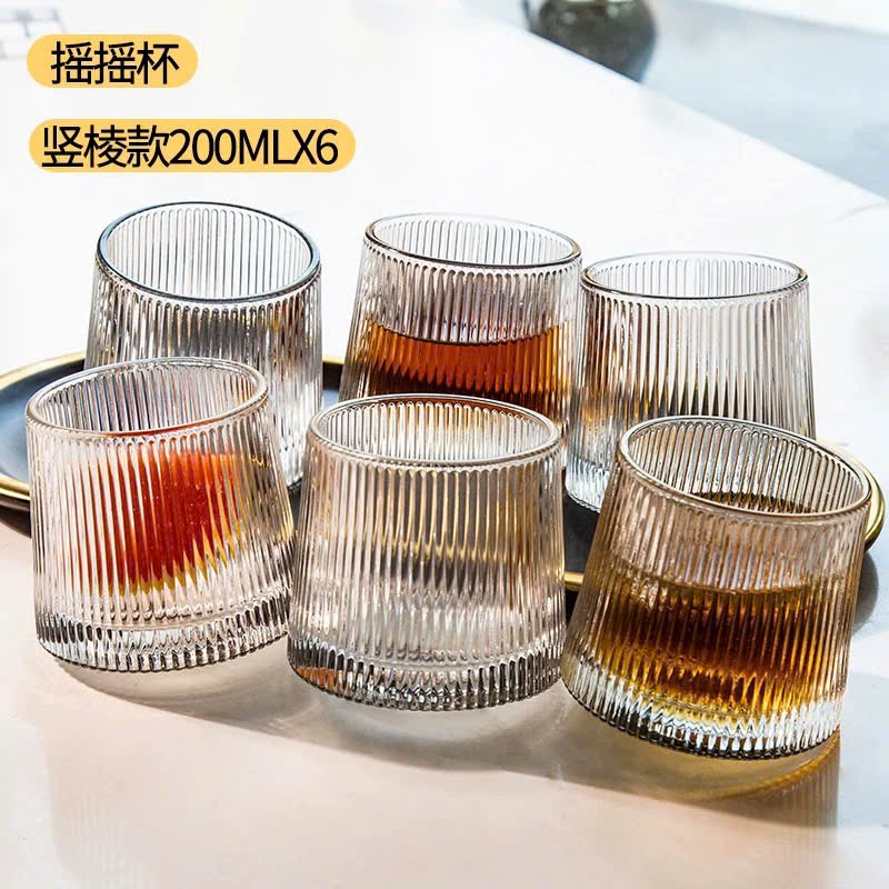 [12] Hộp 6 ly thuỷ tinh kẻ sọc ZB-1-2