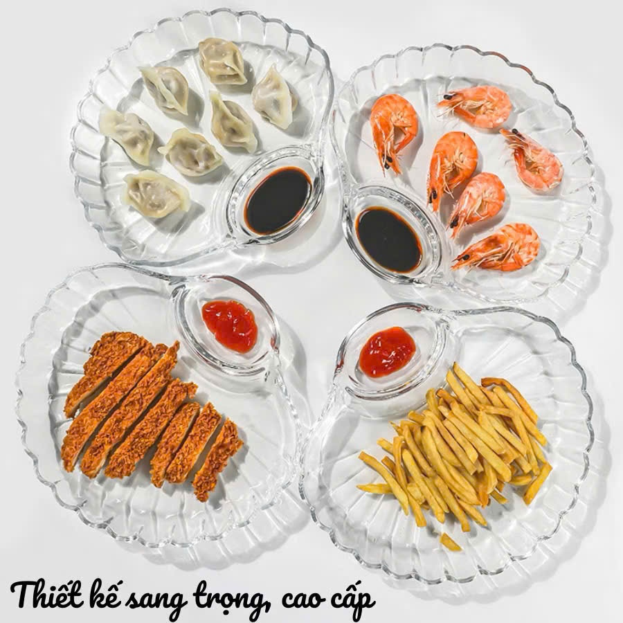 [24] Dĩa Thuỷ Tinh Con Sò Kèm Chén Chấm