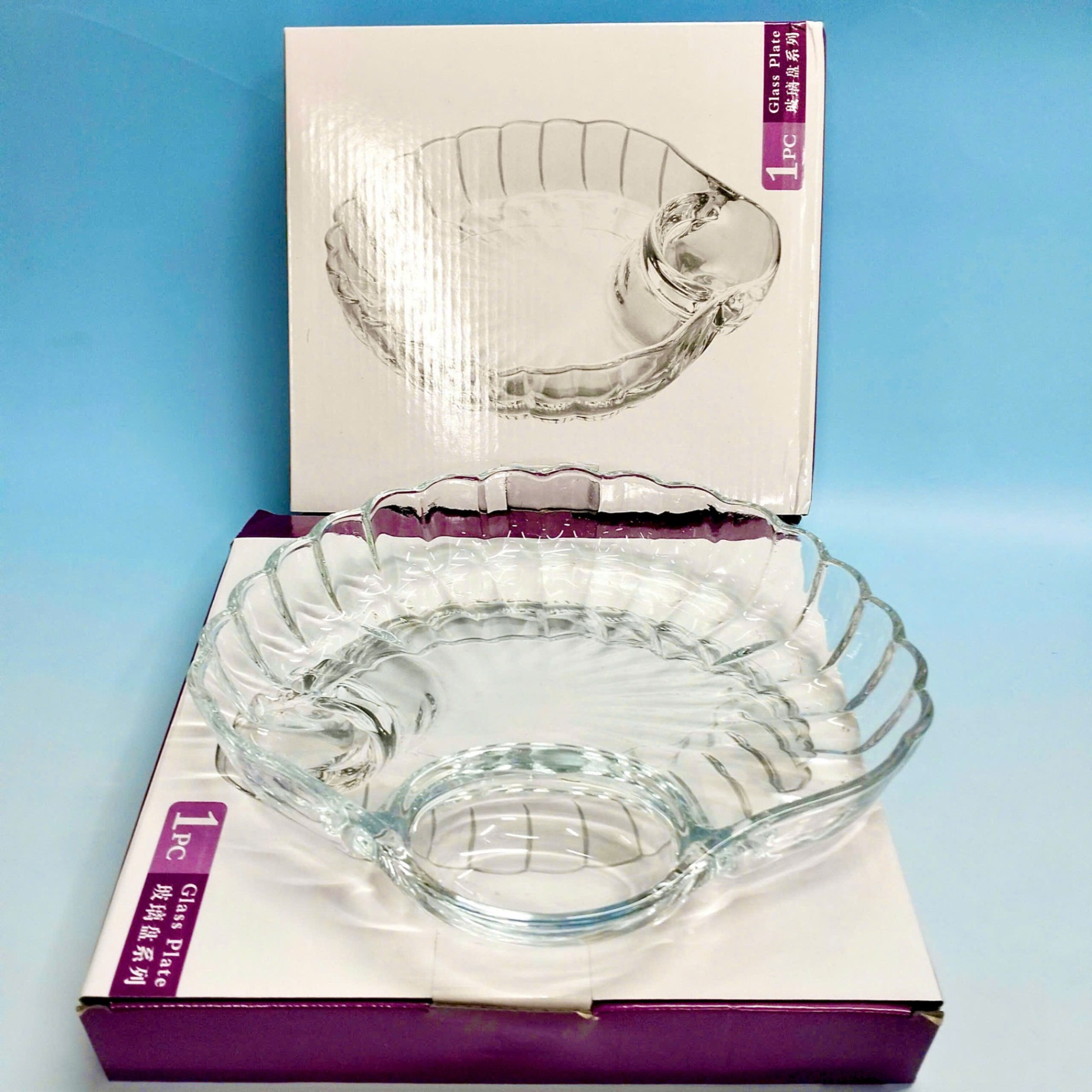 [24] Dĩa Thuỷ Tinh Con Sò Kèm Chén Chấm