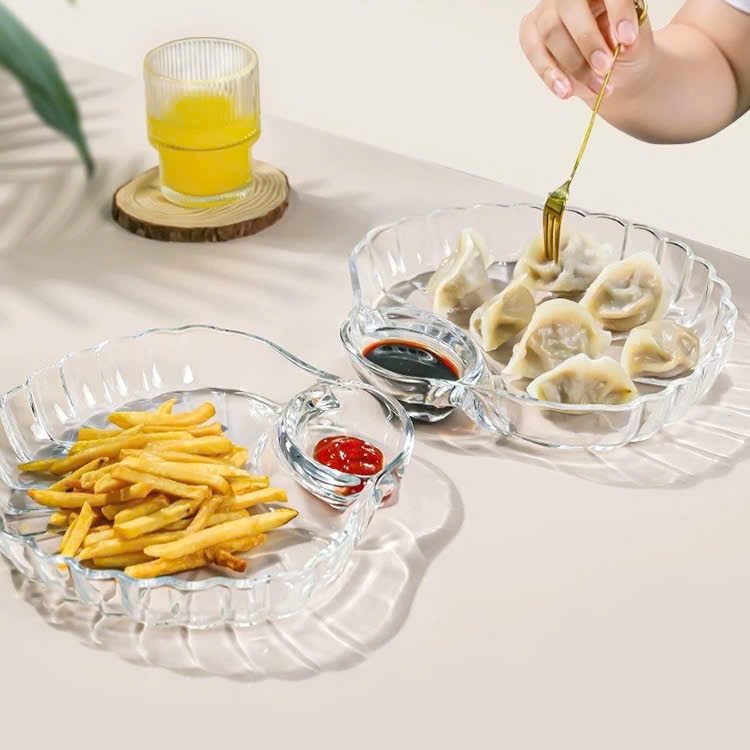 [24] Dĩa Thuỷ Tinh Con Sò Kèm Chén Chấm