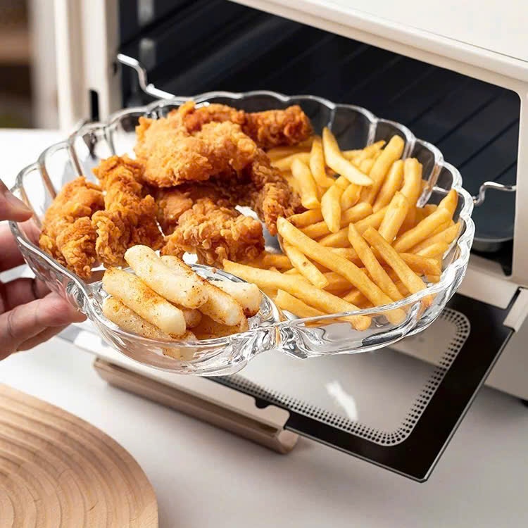 [24] Dĩa Thuỷ Tinh Con Sò Kèm Chén Chấm