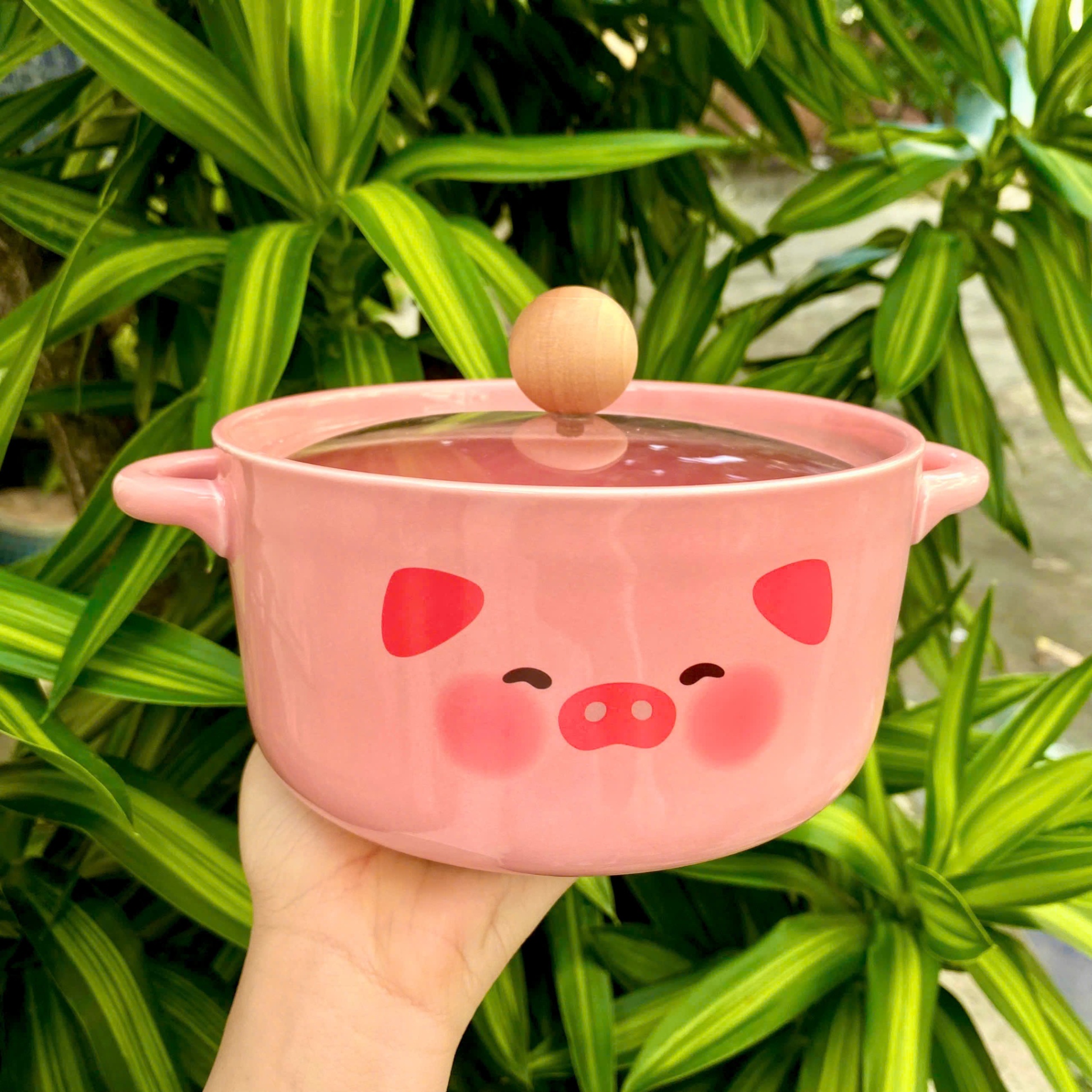 [48] Nồi sứ kèm thìa có nắp đậy HEO