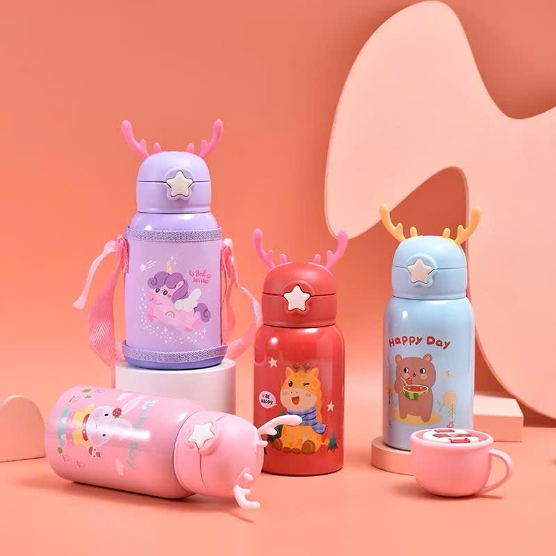 [40] Bình giữ nhiệt sừng hươu 600ml kèm túi đựng