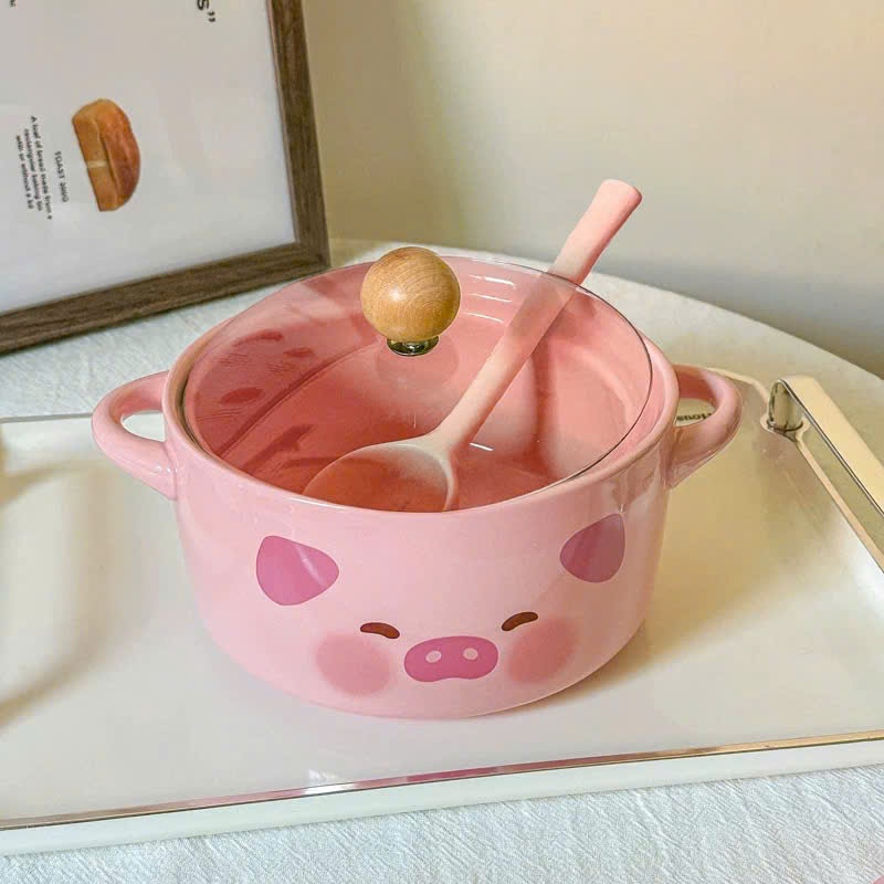 [48] Nồi sứ kèm thìa có nắp đậy HEO