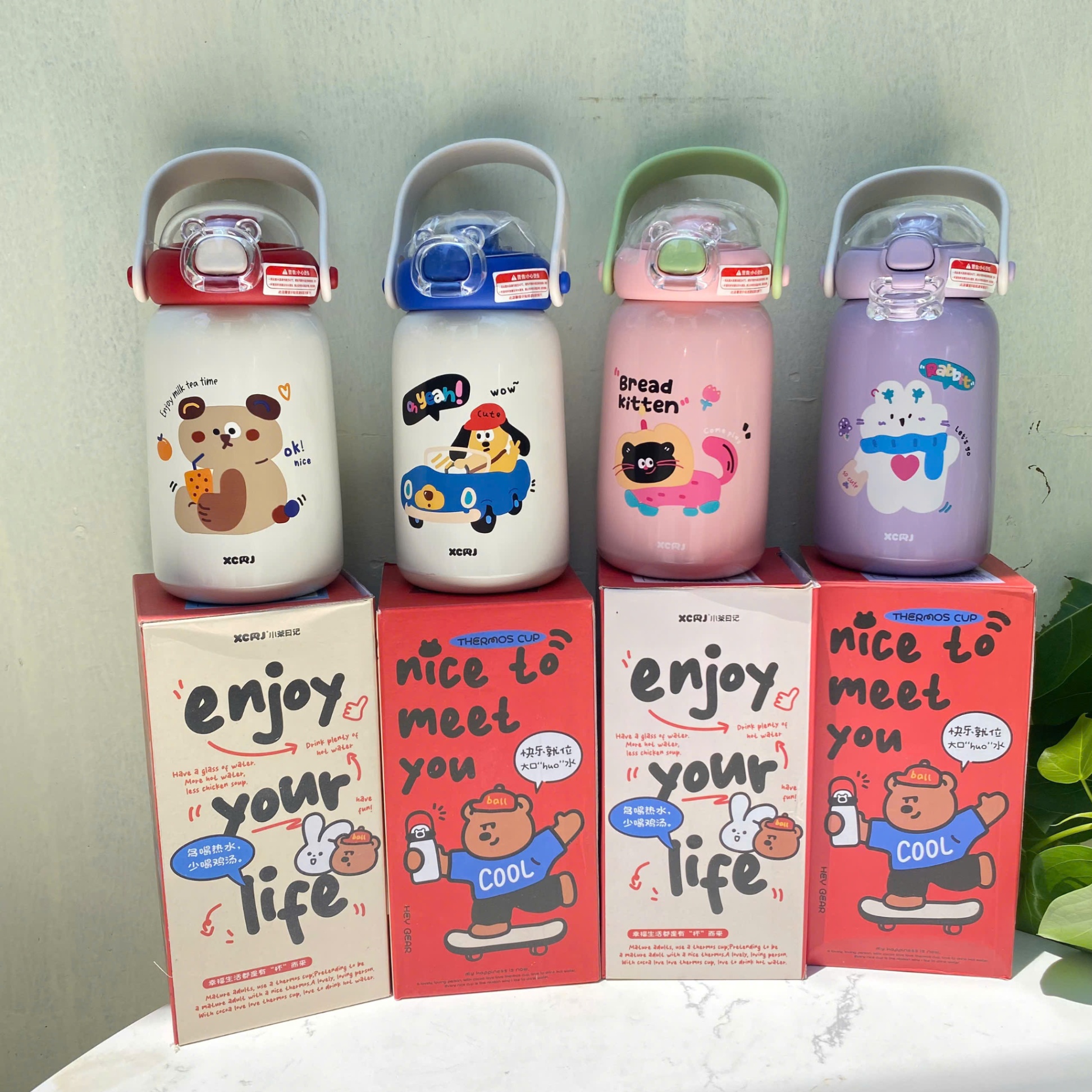 [60] Bình Giữ Nhiệt Inox 316 Hoạ Tiết Hoạt Hình 490ml