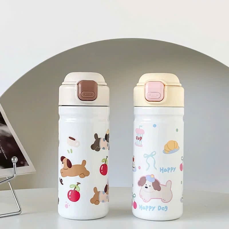 [60] Bình Giữ Nhiệt Sticker Nắp Bấm 450ML