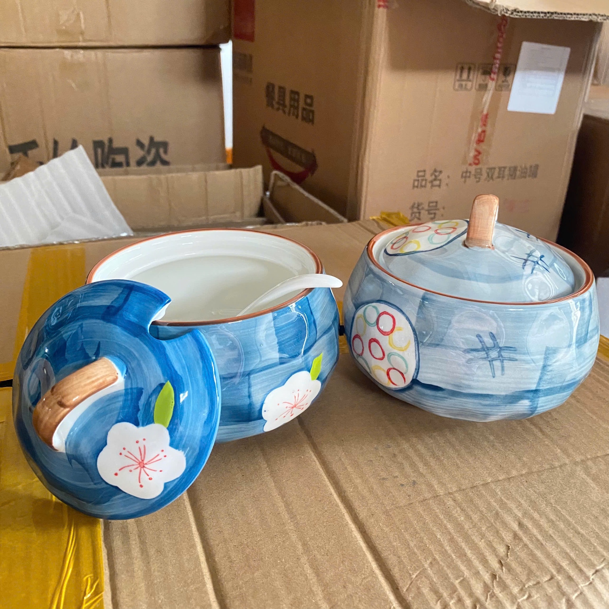 [48] Hũ đựng mỡ HOA ngẫu nhiên 600ml