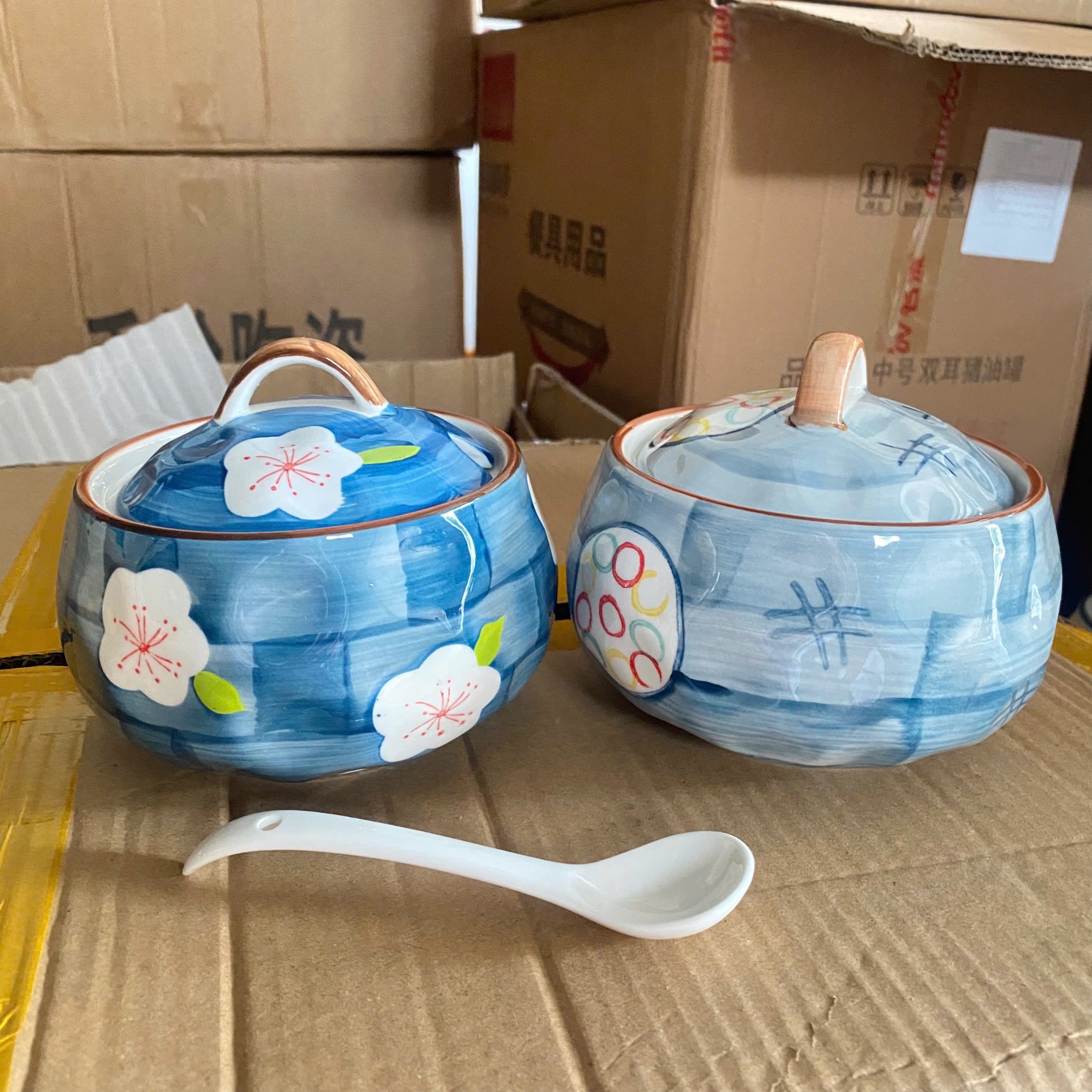 [48] Hũ đựng mỡ HOA ngẫu nhiên 600ml