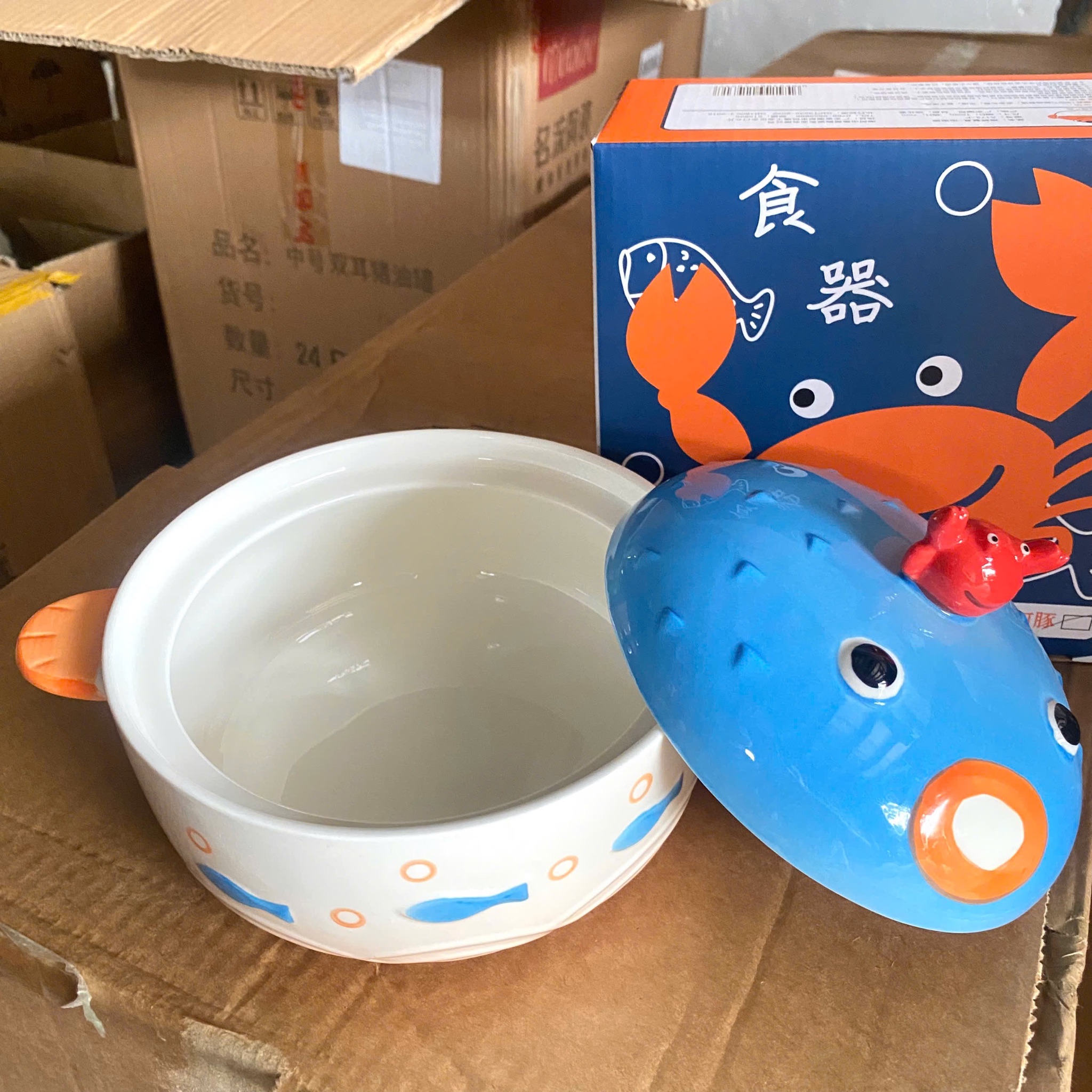 [32] Thố sứ ăn mì hoạt hình CUA FJ09