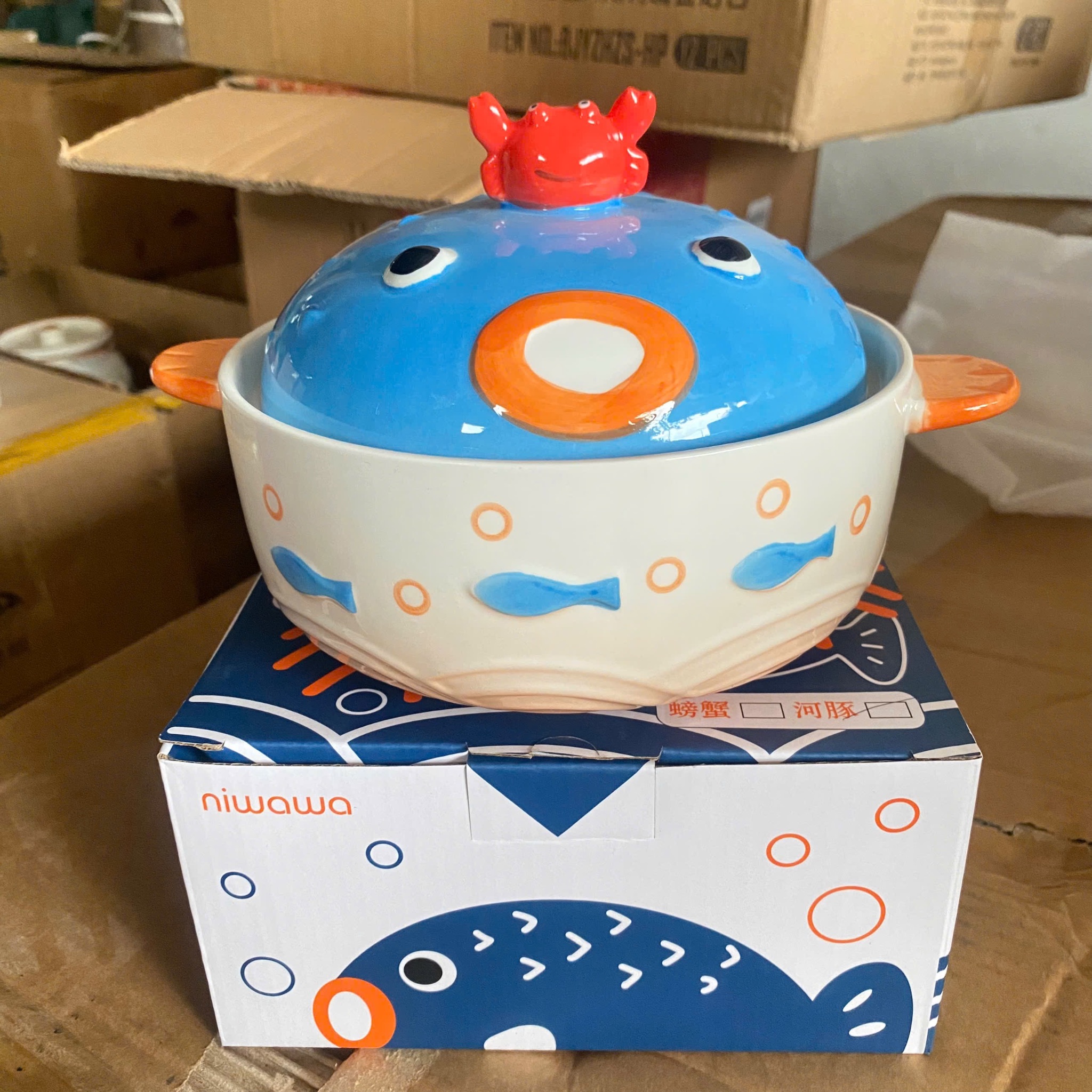 [32] Thố sứ ăn mì hoạt hình CUA FJ09