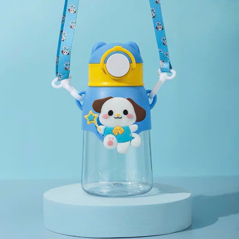 [80] Bình nhựa hoạt hình 680ml có DÂY ĐEO