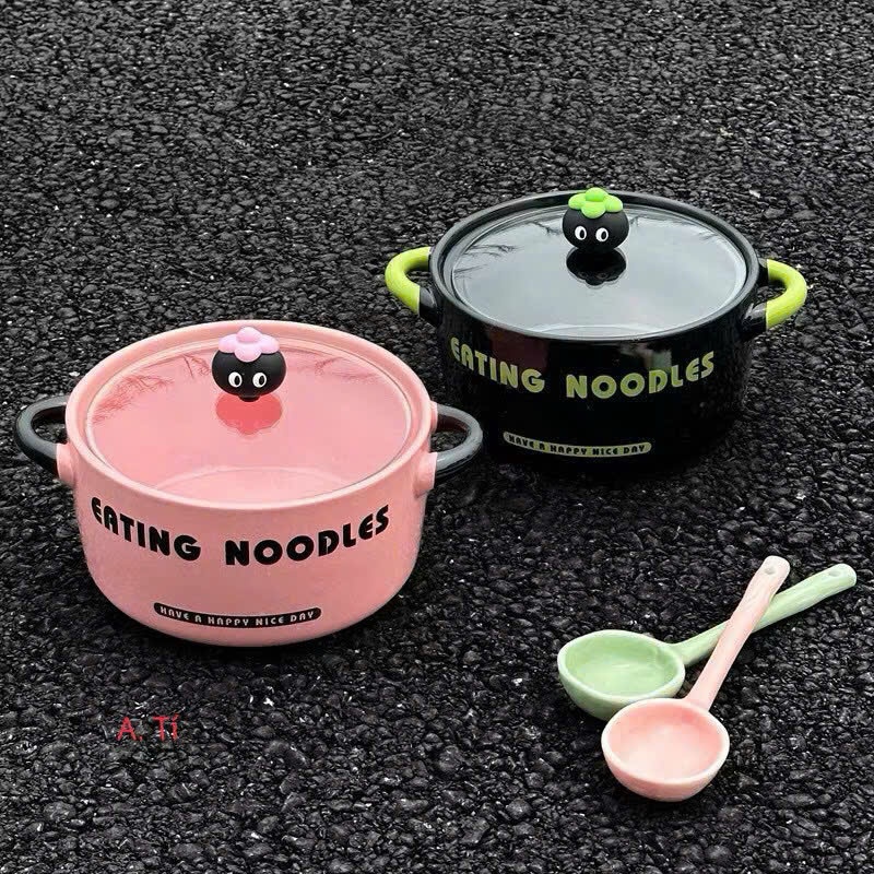 [40] Tô sứ ăn mì 8inch EATING NOODLE kèm muỗng (W045)