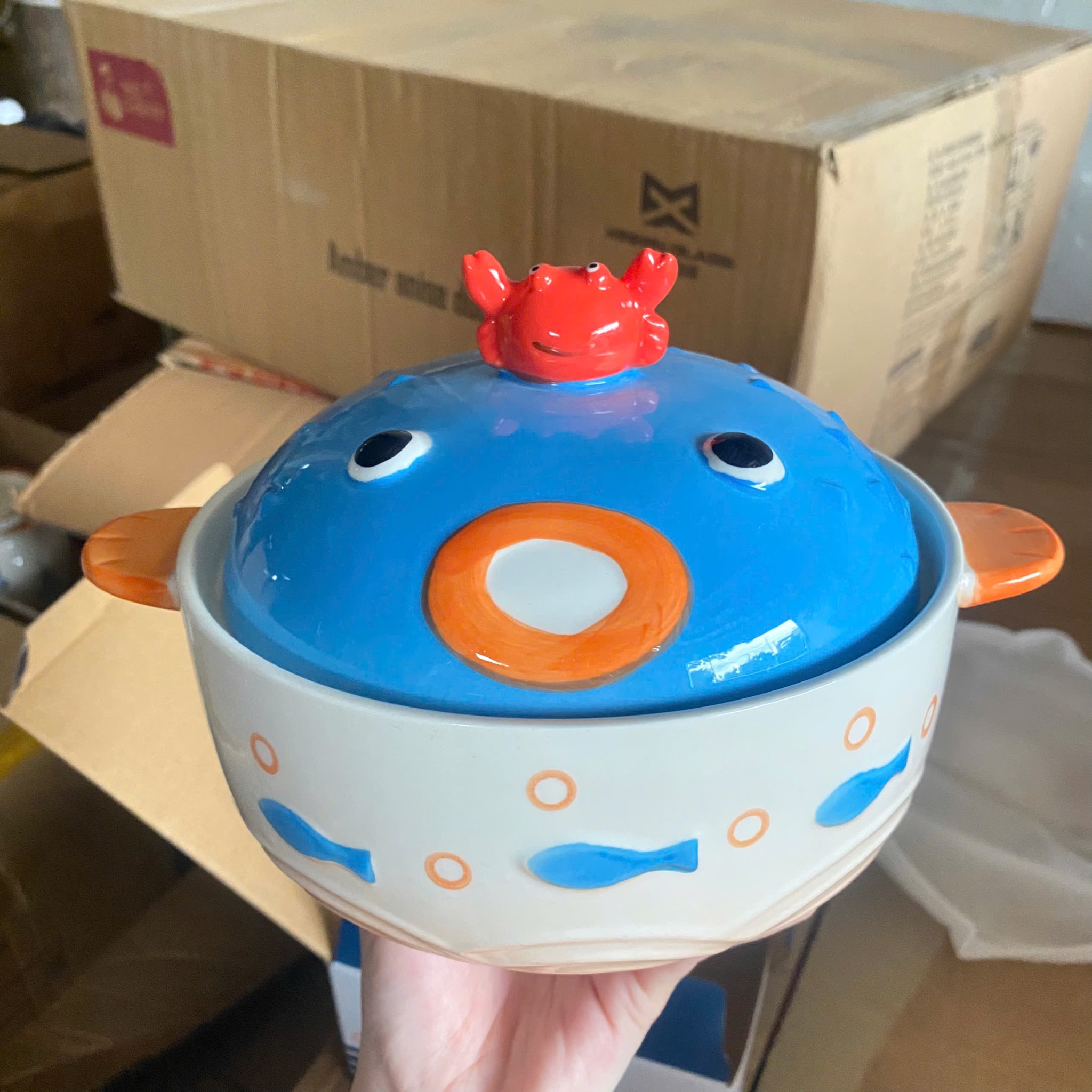 [32] Thố sứ ăn mì hoạt hình CUA FJ09