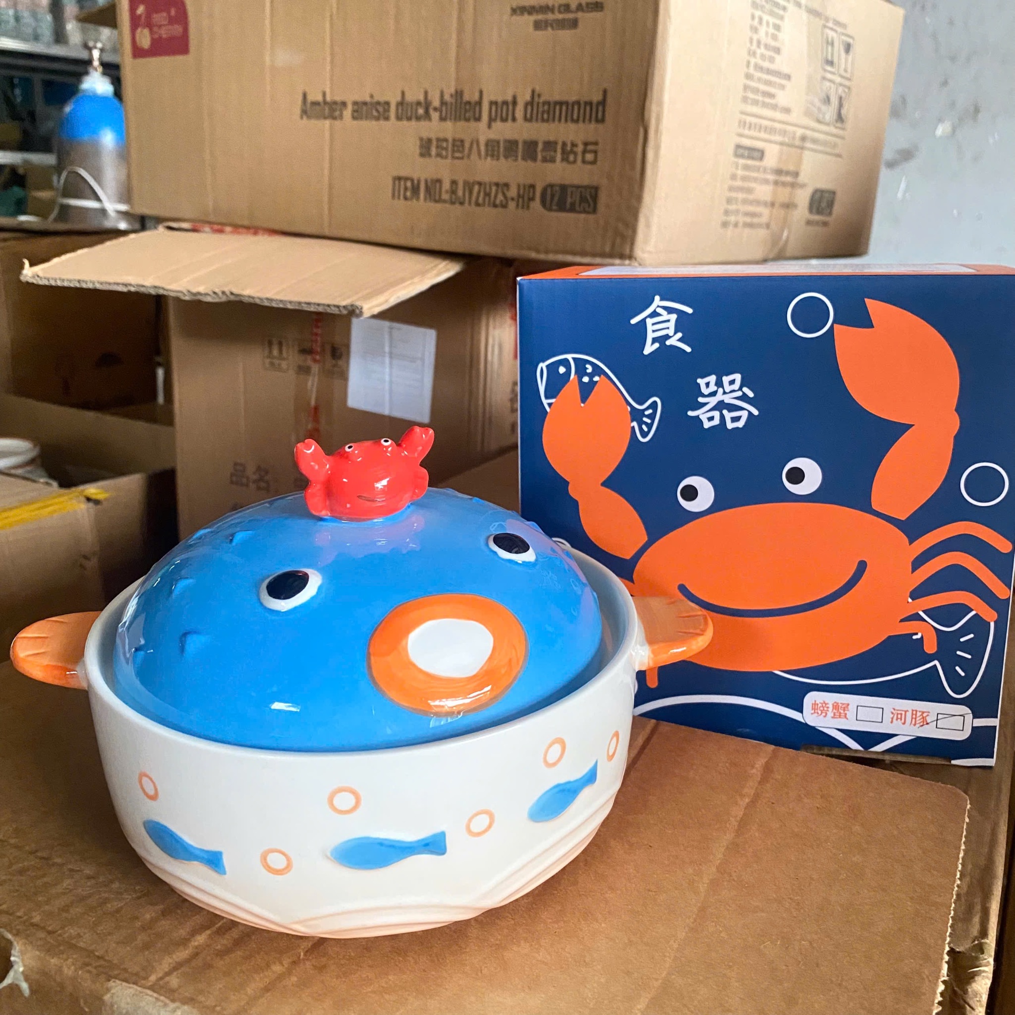 [32] Thố sứ ăn mì hoạt hình CUA FJ09