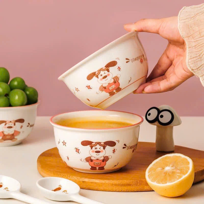 [40] Set 2 chén sứ Cún hồng