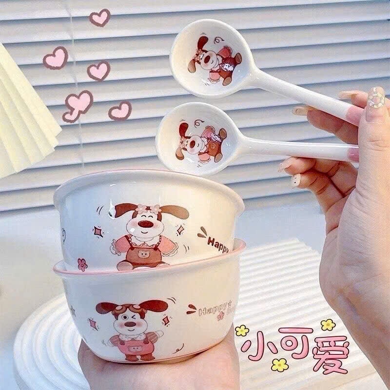 [40] Set 2 chén sứ Cún hồng