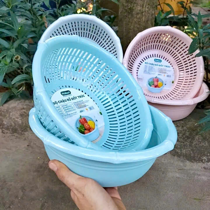 [20] Bộ Chậu, Rổ Đốt Trúc 3T2 Hokori 2326-1