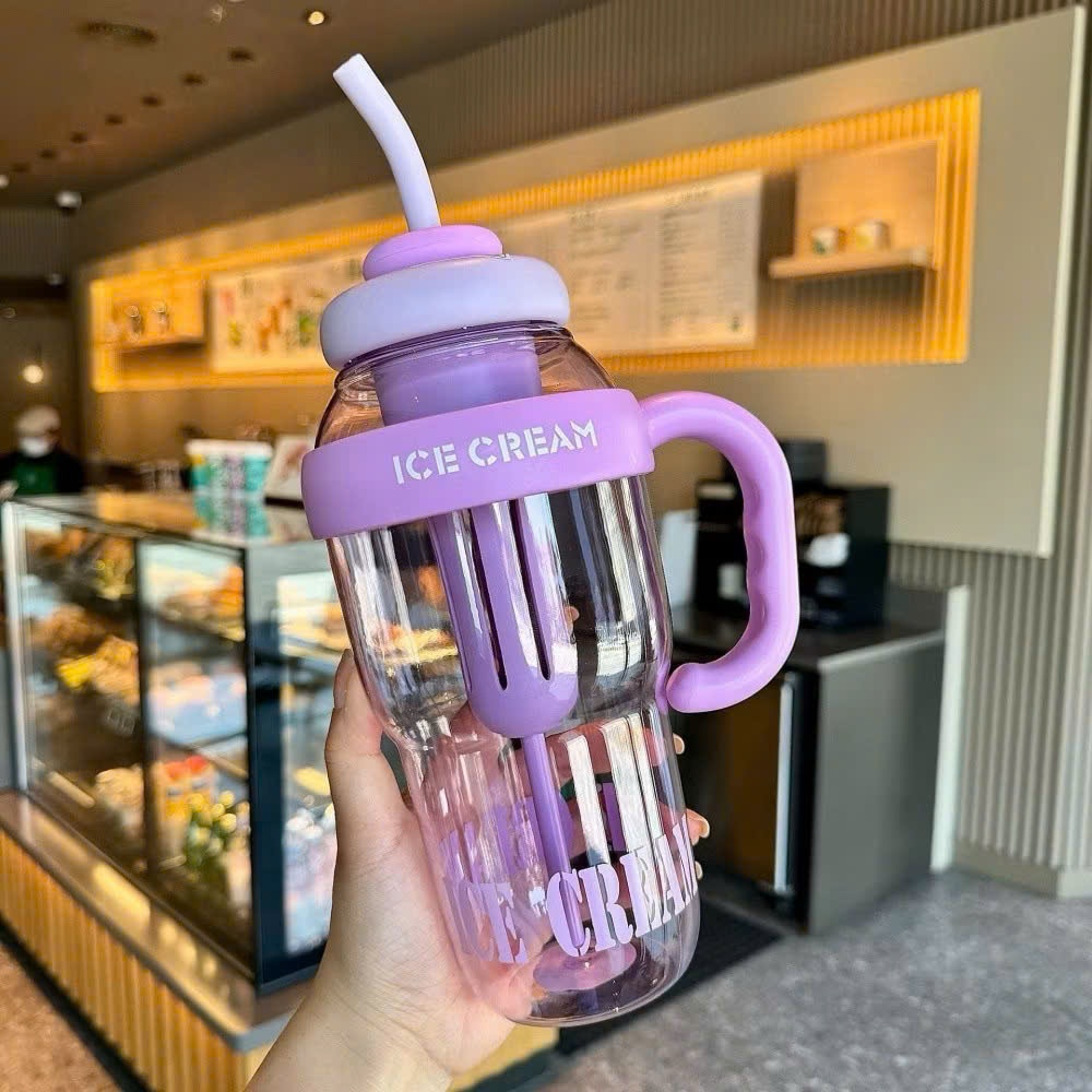 [50] Bình Nước Nhựa Có Quai Cầm ICE CREAM 1000ml