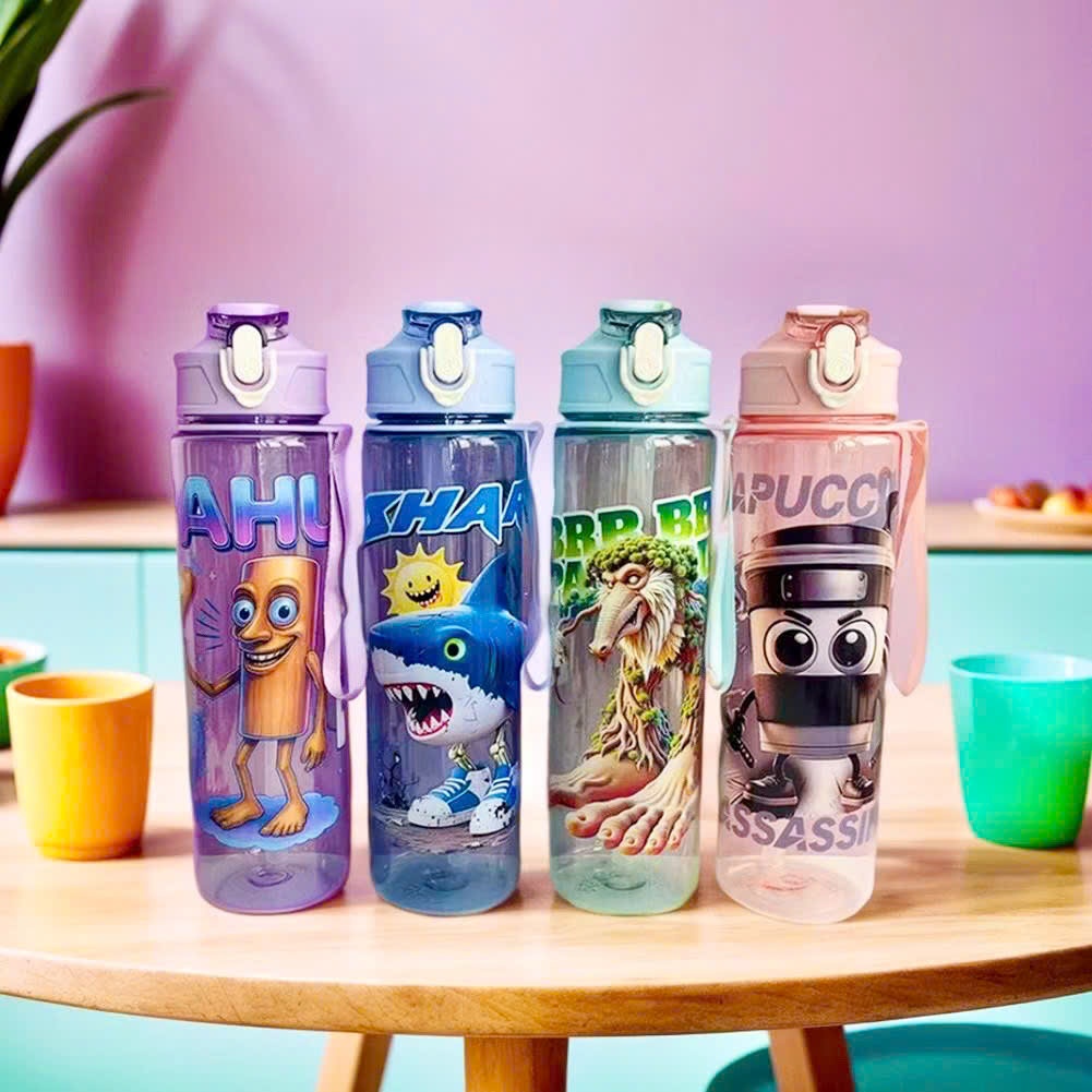 [100] Bình Nước Nhựa Capybara Có Nắp Bật 750ml 036