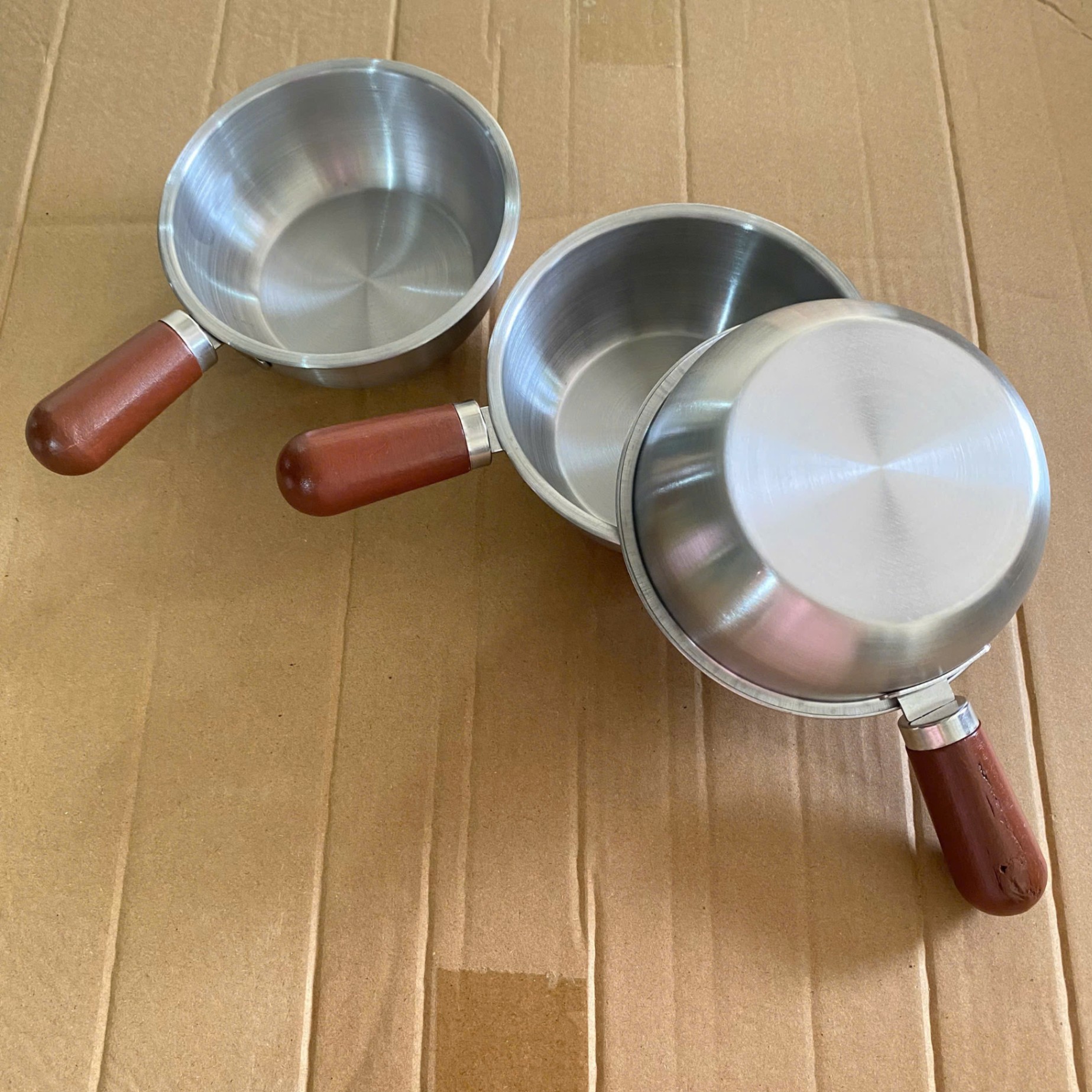 [270] Chảo Inox Mini Cán Gỗ 14cm