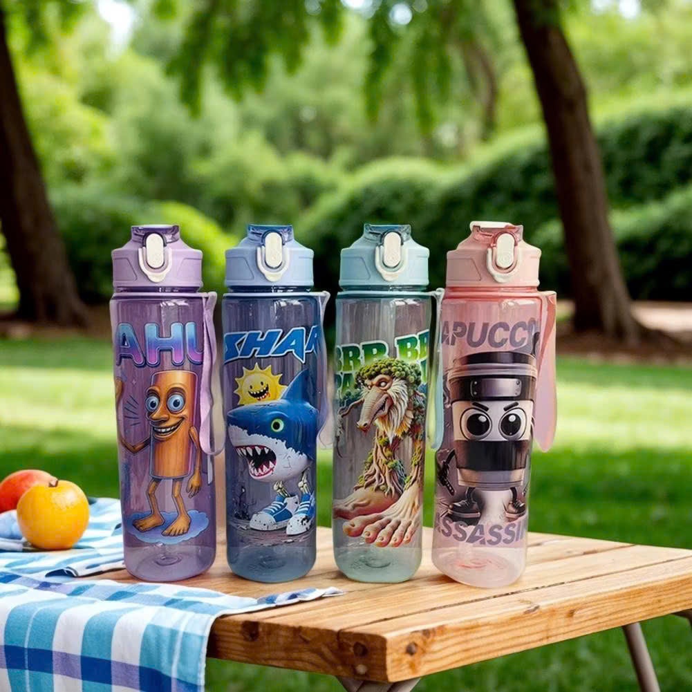 [100] Bình Nước Nhựa Capybara Có Nắp Bật 750ml 036