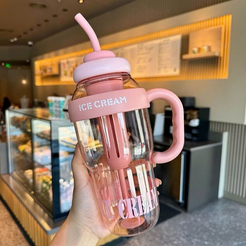 [50] Bình Nước Nhựa Có Quai Cầm ICE CREAM 1000ml