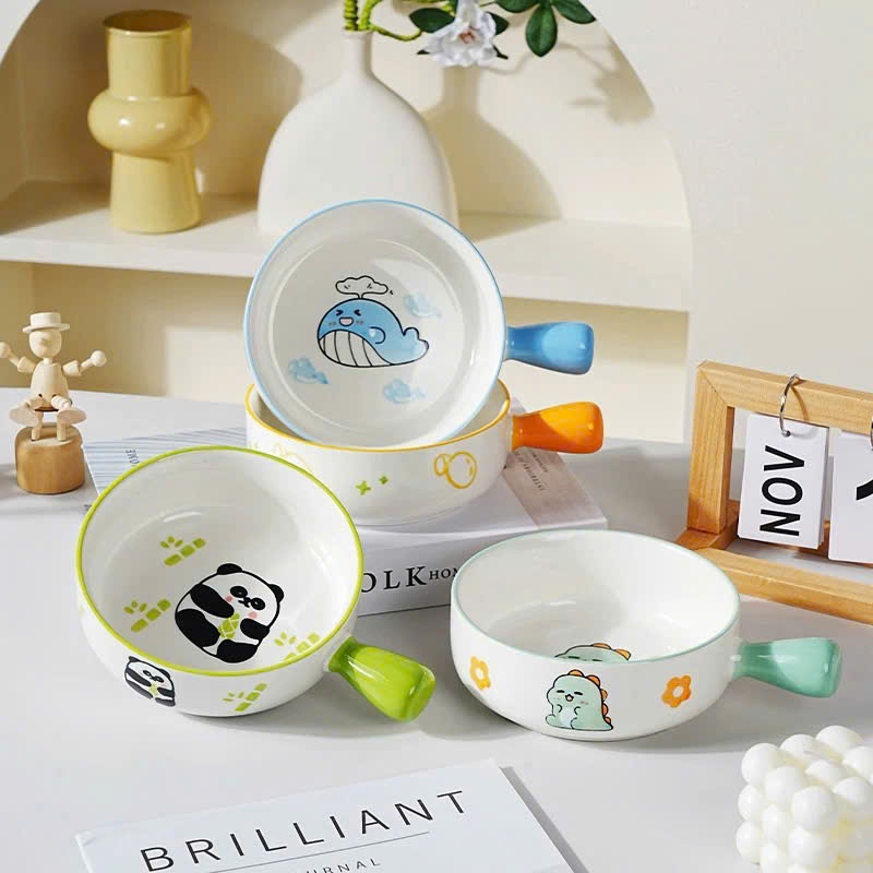 [48] Thố Sứ 8inch Có Tay Cầm HÌNH THÚ (ngẫu nhiên)