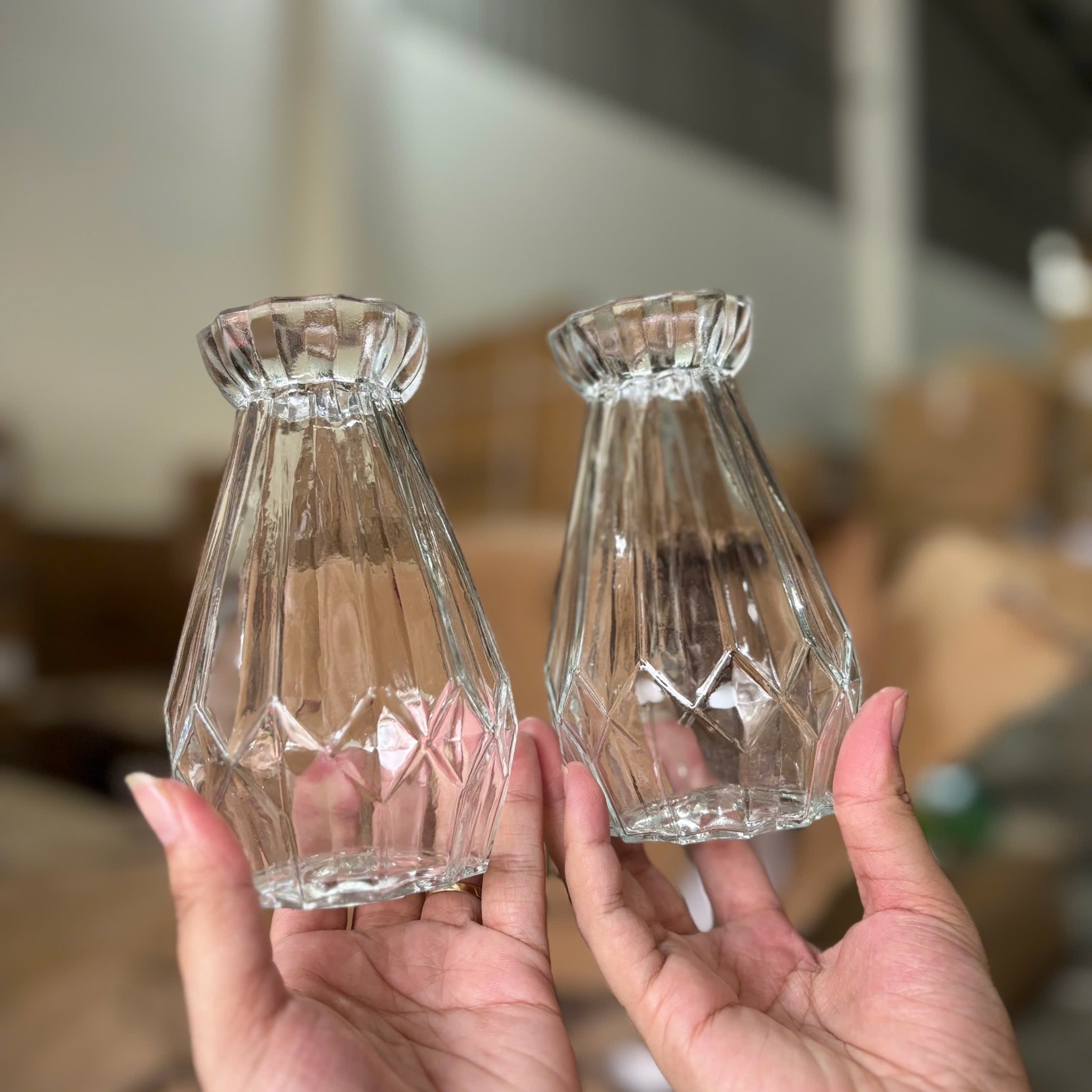 [72] Bình Cắm Hoa 15cm KIM CƯƠNG - Trong Suốt