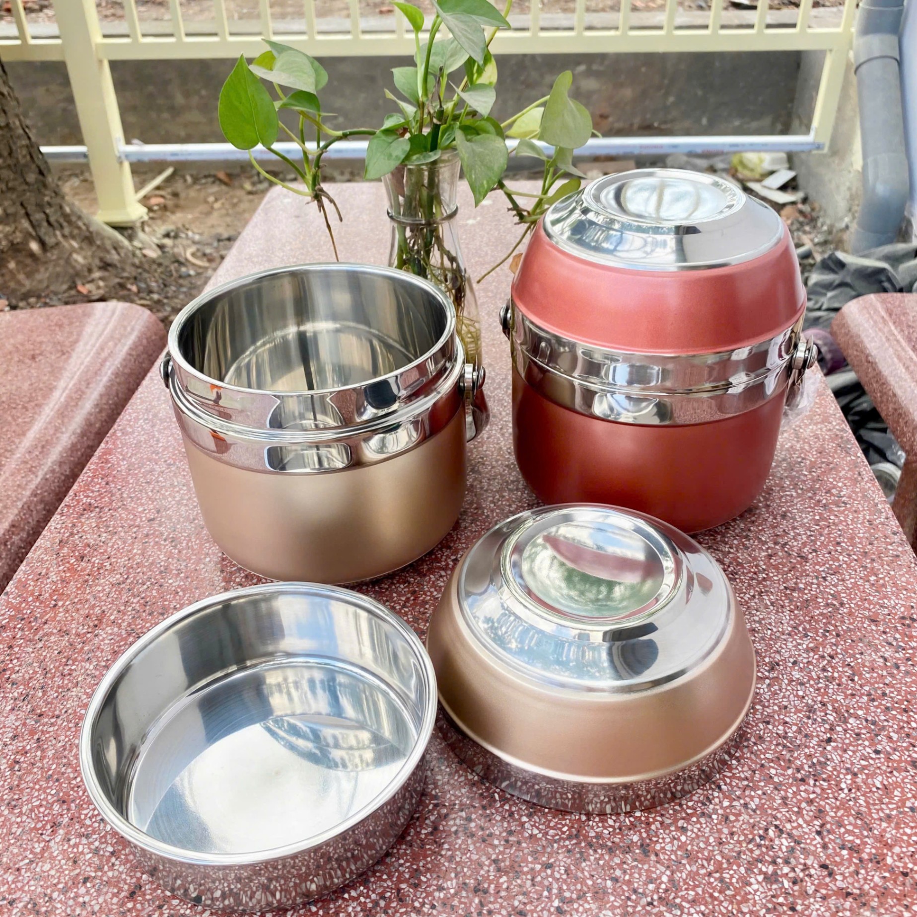 48 Hộp Đựng Cơm INOX 2 Tầng 1.5L (NẮP MÀU)