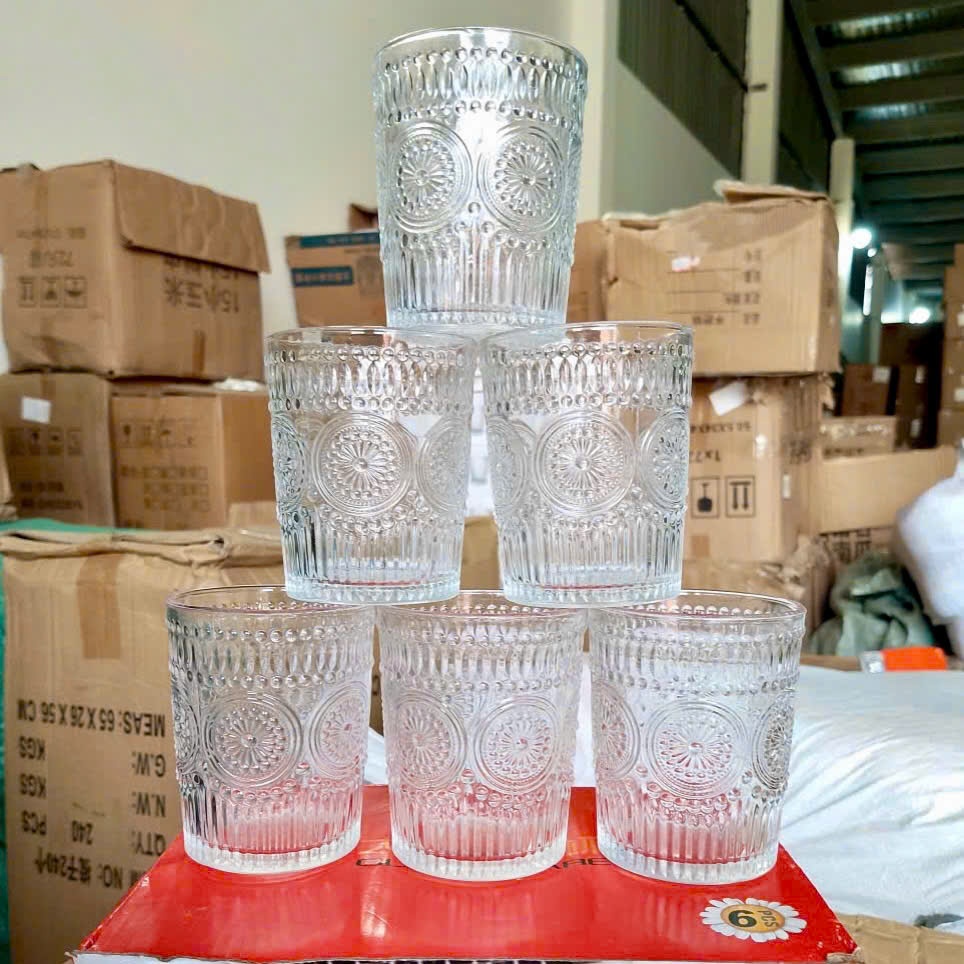 [12] Hộp 6 ly thuỷ tinh hoa hướng dương