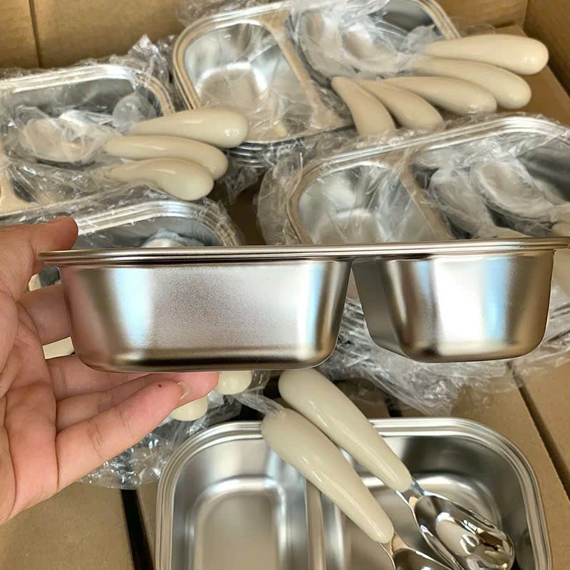 [250] Khay Cơm Inox 2 Ngăn