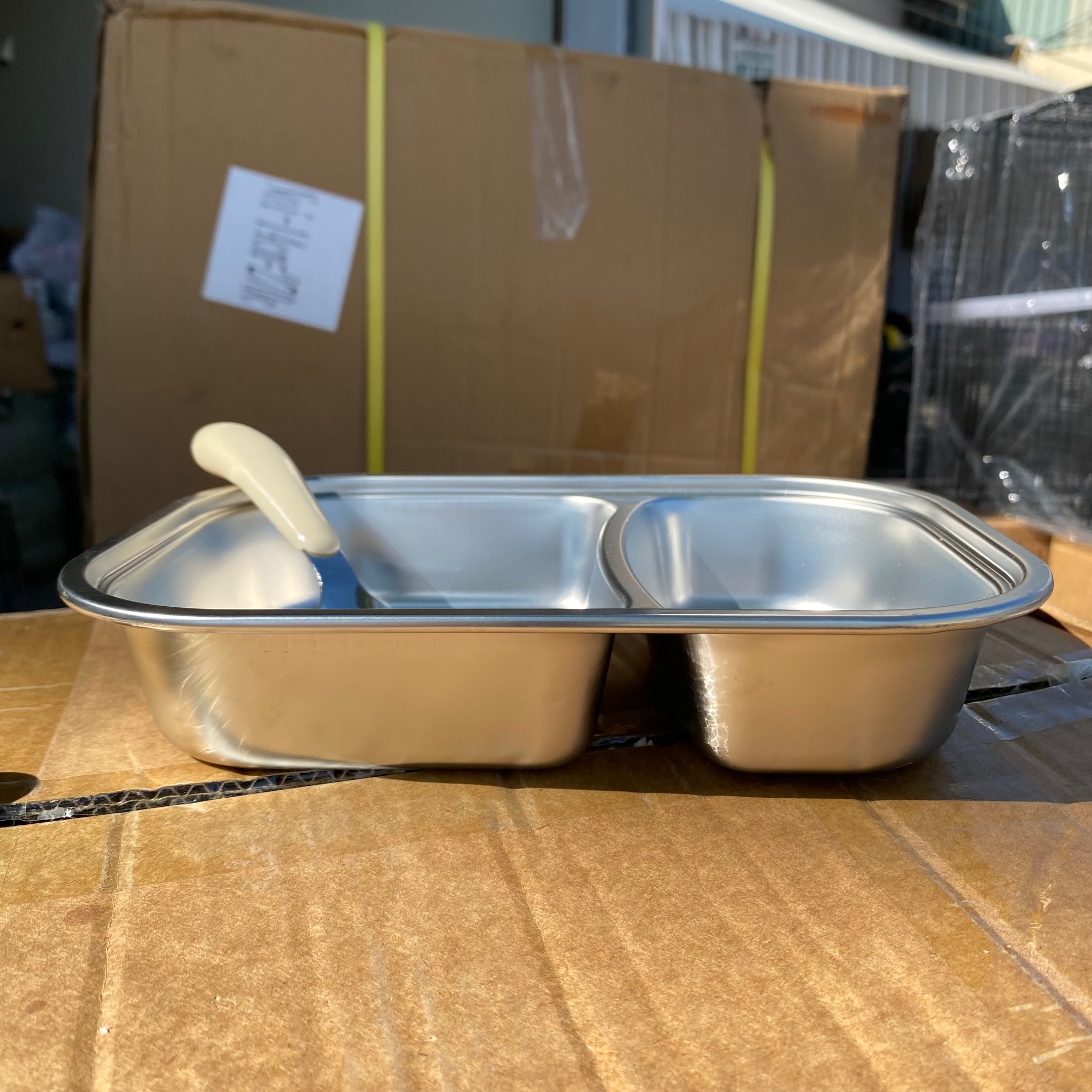 [250] Khay Cơm Inox 2 Ngăn