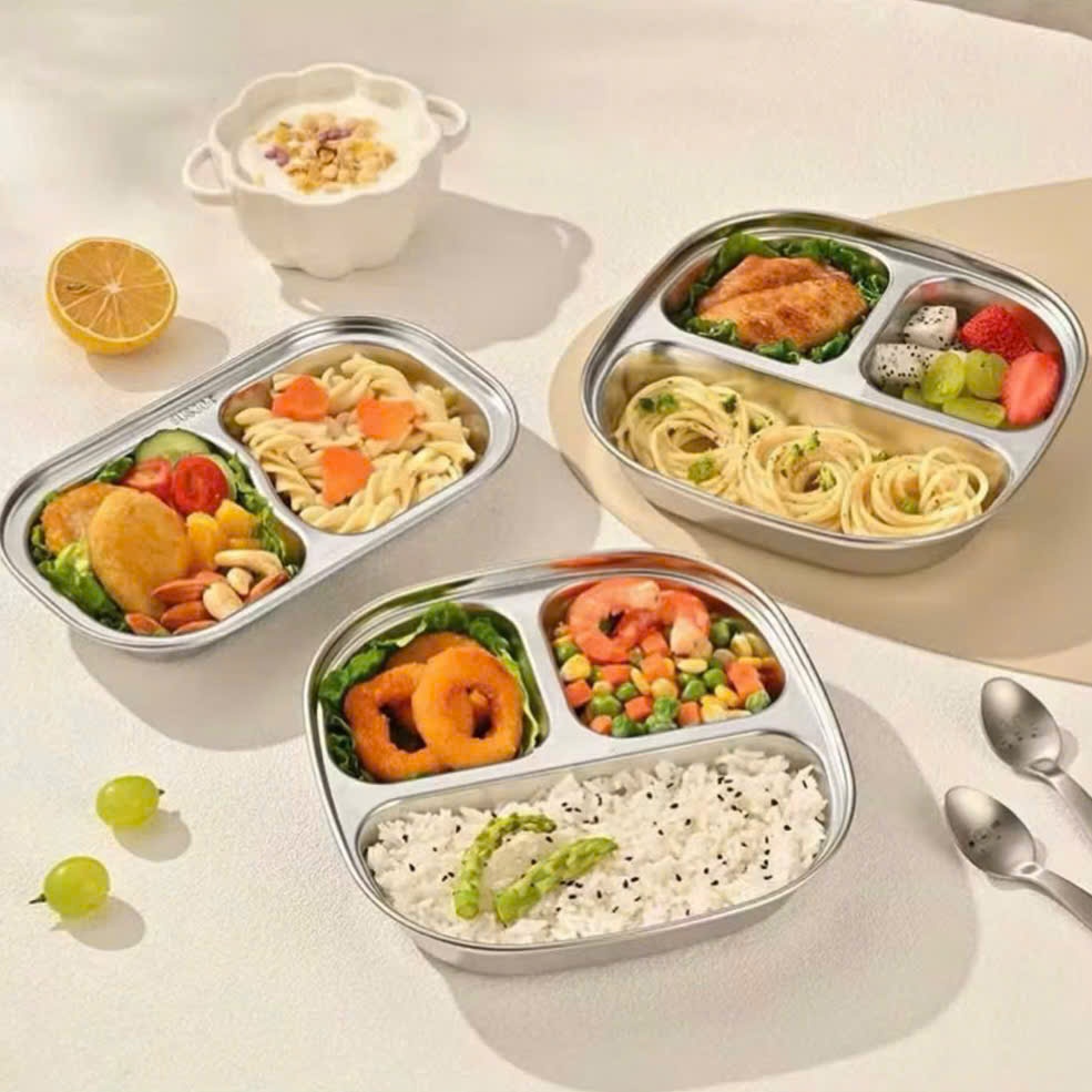 [100] Khay Cơm Inox 3 Ngăn