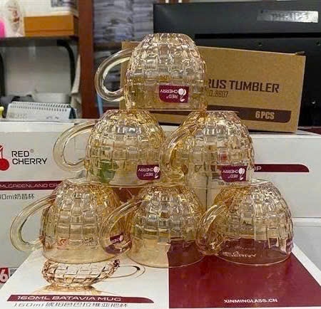 [12] BỘ 6 Ly Thuỷ Tinh Vàng Trà 210ml ZB44/45A