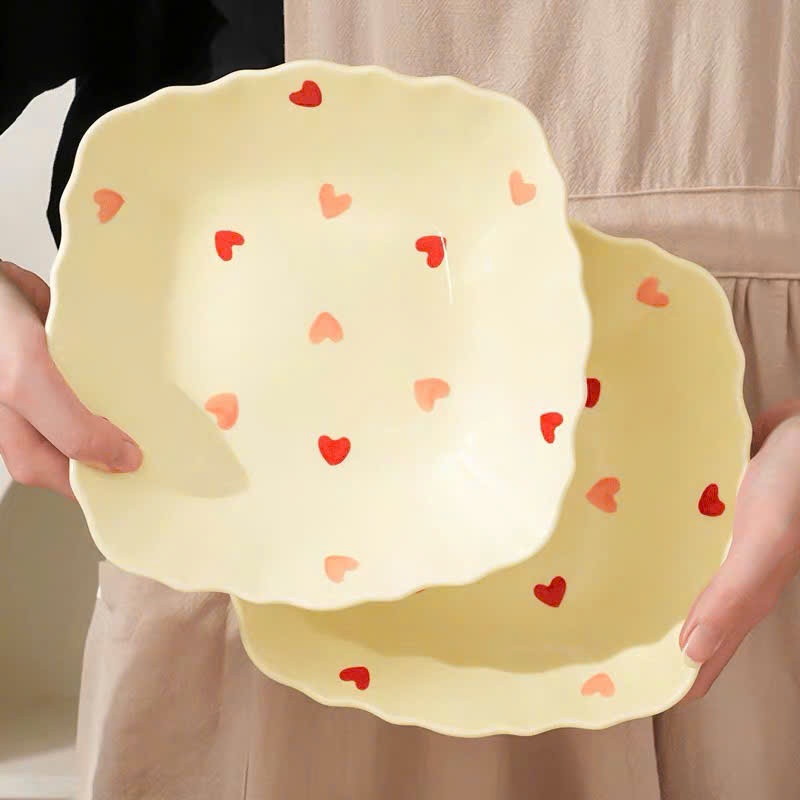 [60] Đĩa Sứ Vuông 8inch Họa Tiết TRÁI TIM