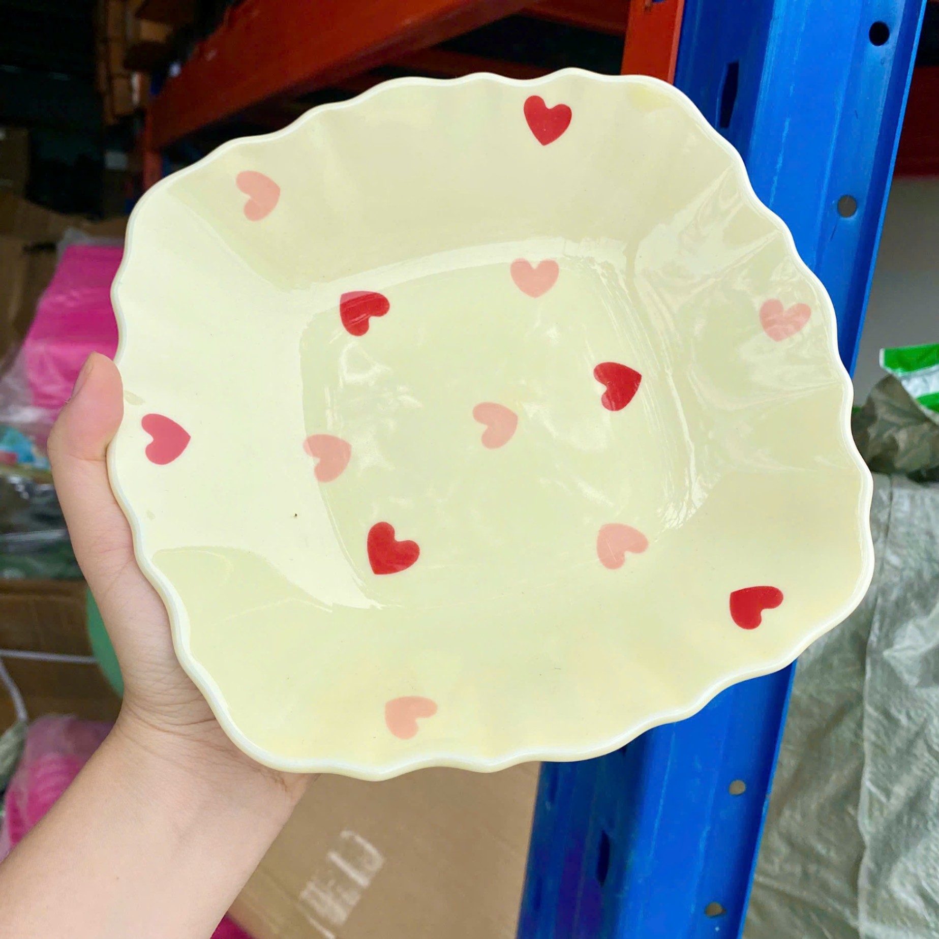[60] Đĩa Sứ Vuông 8inch Họa Tiết TRÁI TIM
