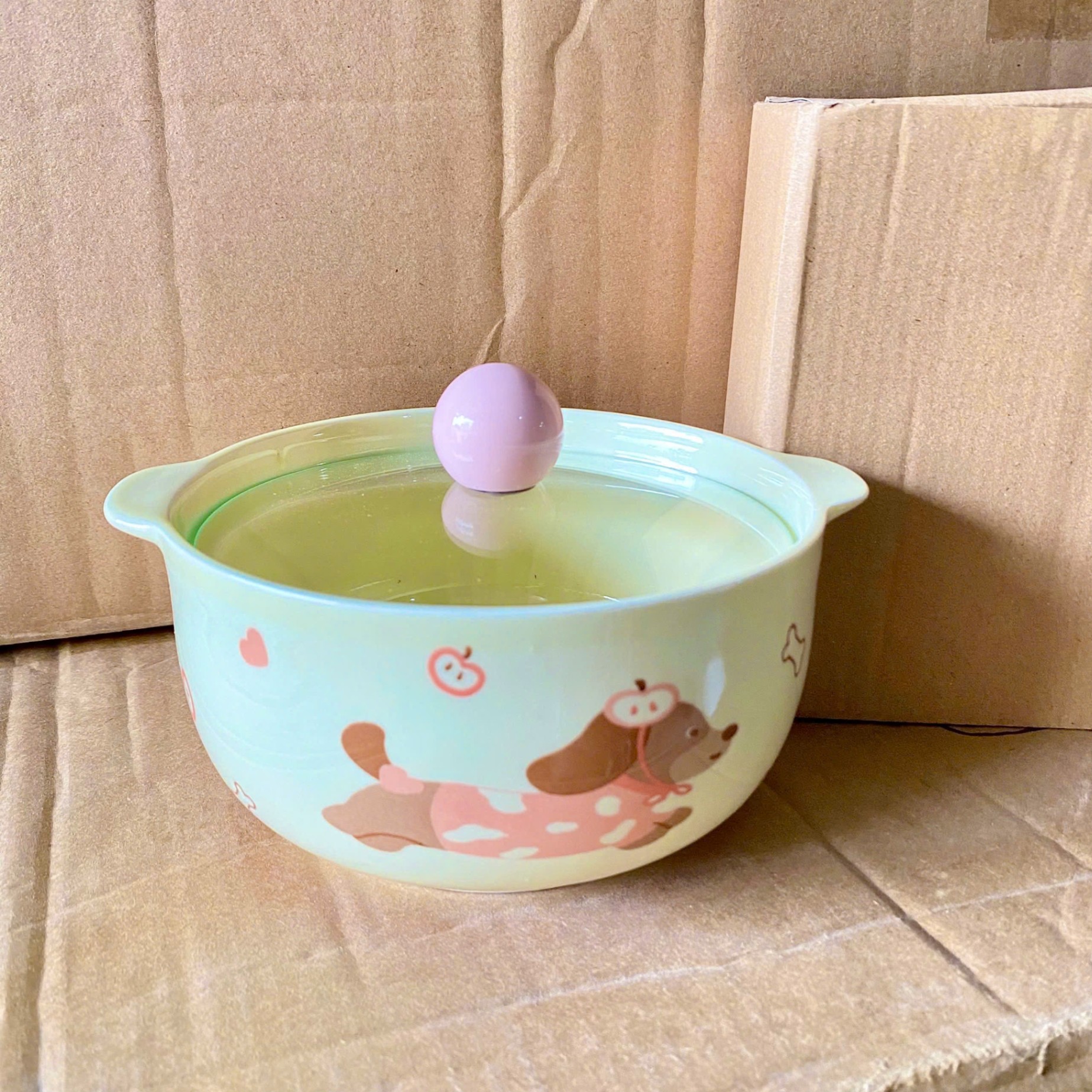 [36] Thố Ăn Mì 6inch Hình Cún CÓ NẮP