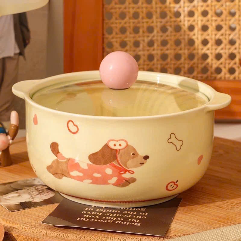 [36] Thố Ăn Mì 6inch Hình Cún CÓ NẮP