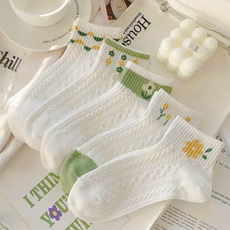 [100] Set 10 Đôi Tất Hoa Xanh